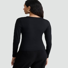 F&F Polyamide Ring Detail Long Sleeved Top in Black thumbnail 3