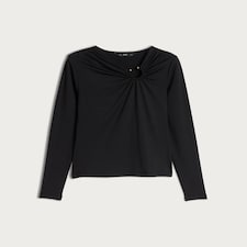 F&F Polyamide Ring Detail Long Sleeved Top in Black thumbnail 4
