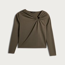 F&F Polyamide Ring Detail Long Sleeved Top in Olive thumbnail 4