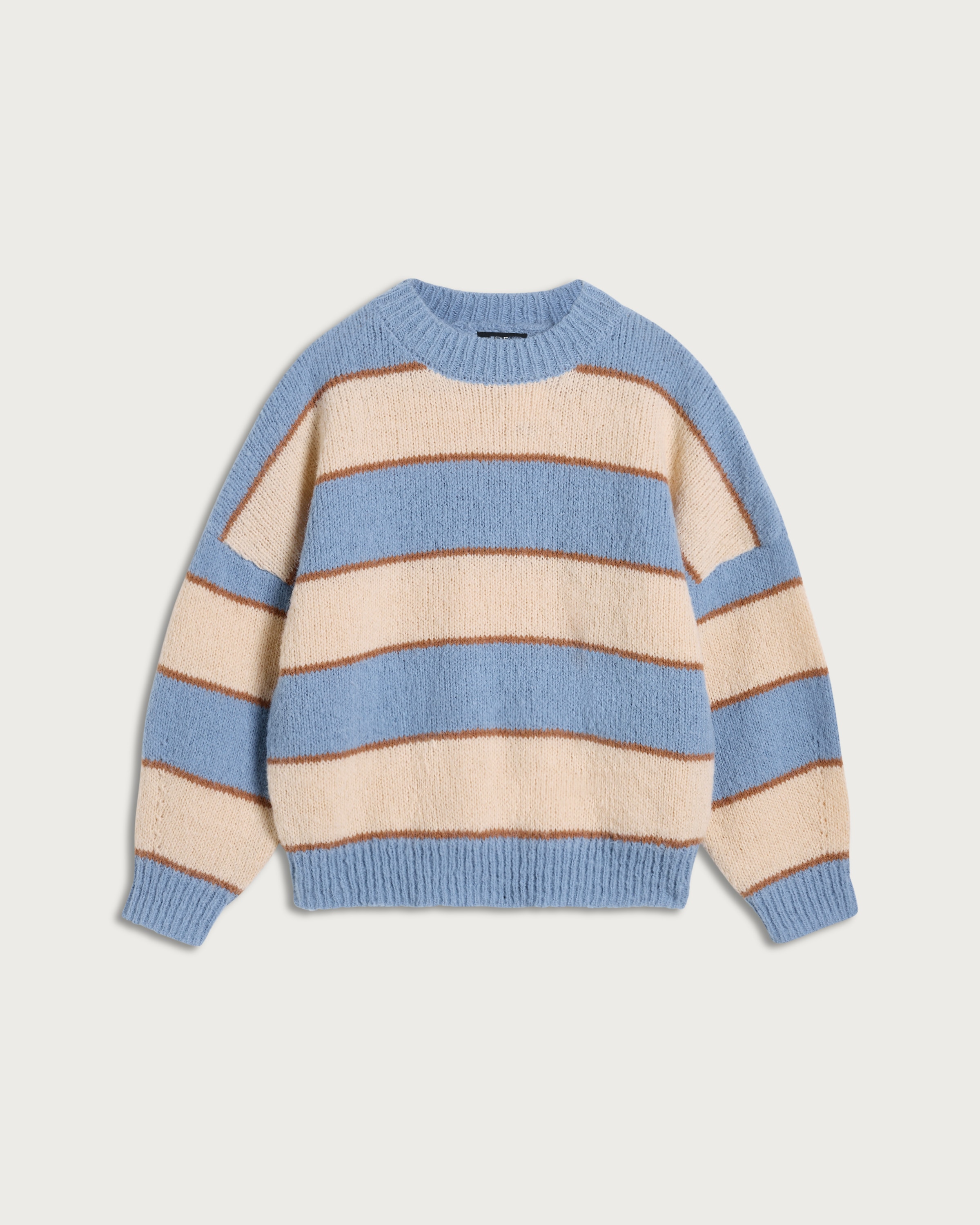 The F&F Edit Knitted Fluffy Stripe Print Jumper in Multi Blue thumbnail 4