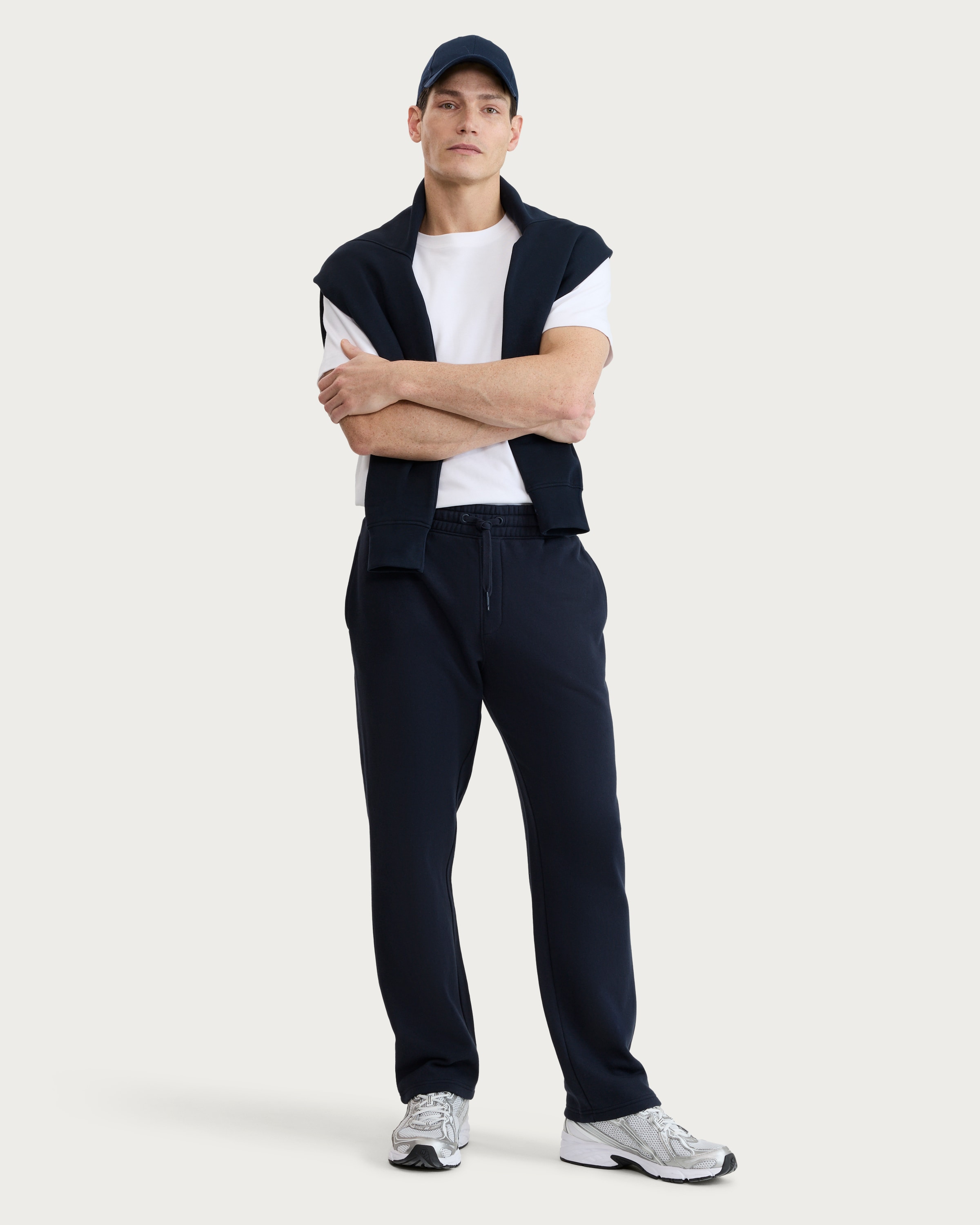 F&F Active EVERYHOUR Cotton Rich Drawstring Open Hem Joggers in Navy