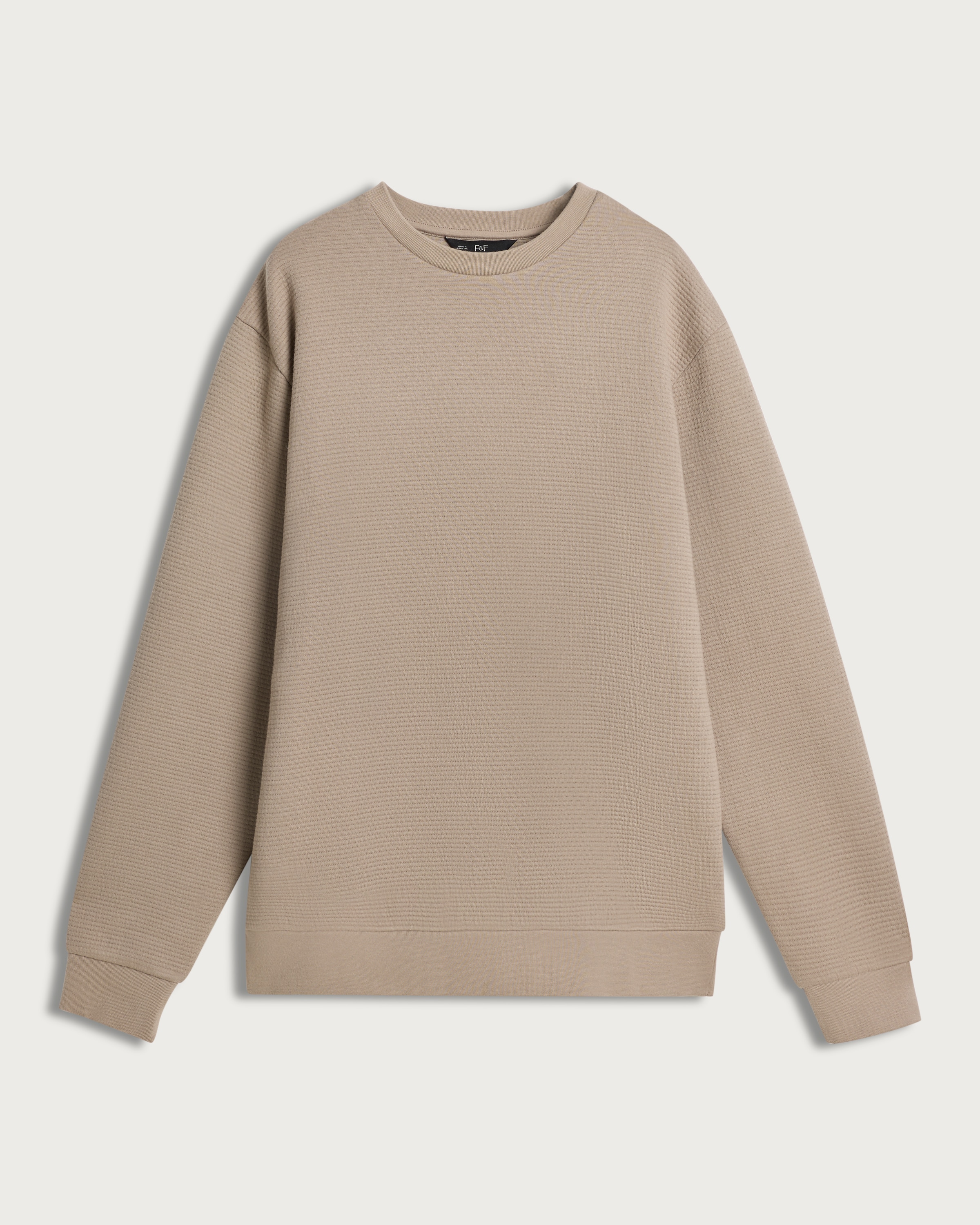 F&F Cotton Rich Textured Crew Neck Sweatshirt in Stone thumbnail 4