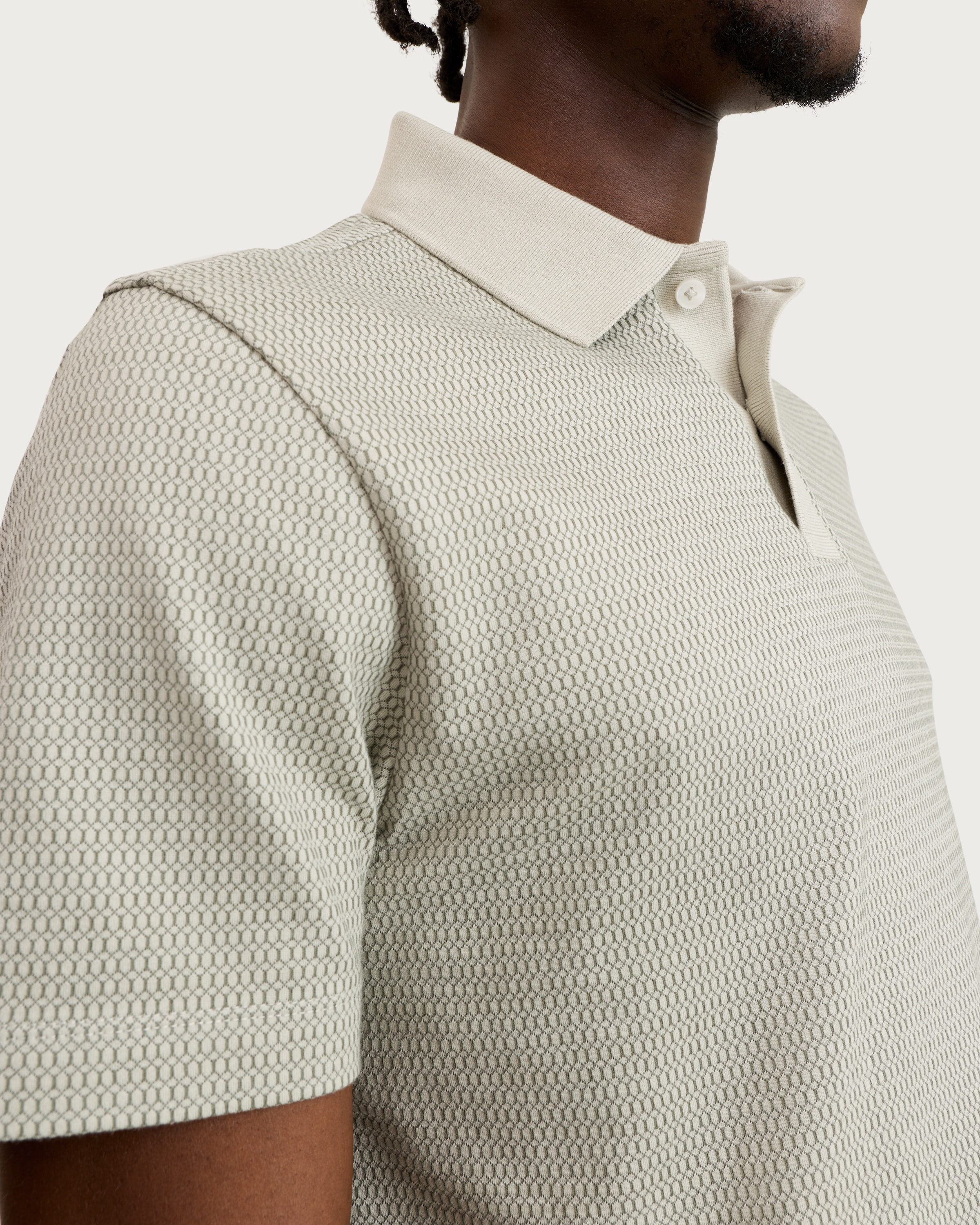 F&F Pure Cotton Textured Short Sleeved Polo Shirt in Green