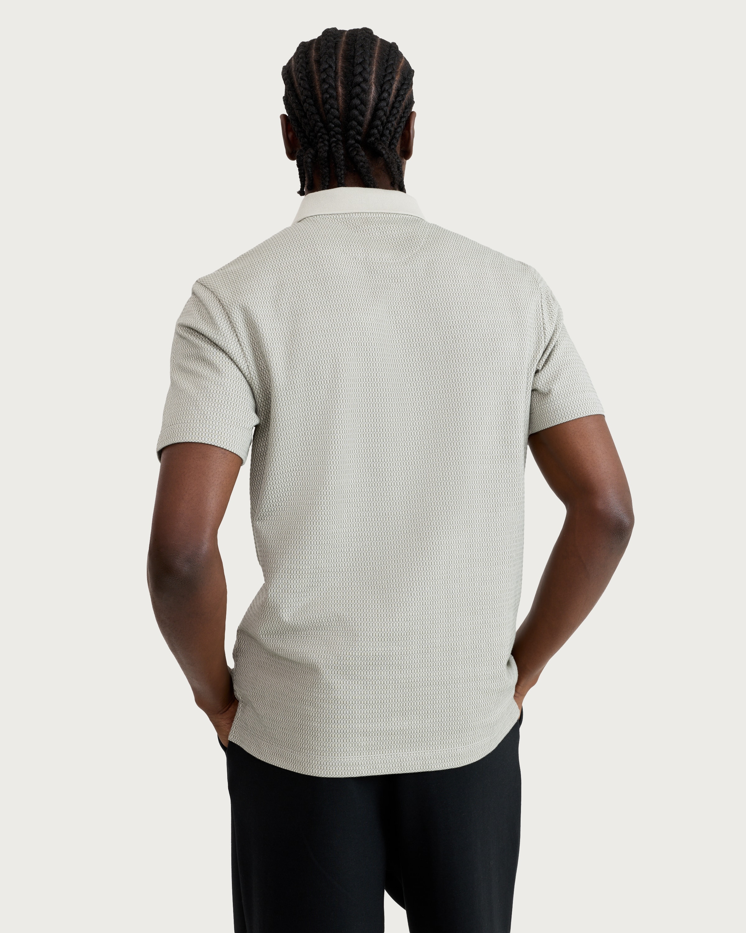 F&F Pure Cotton Textured Short Sleeved Polo Shirt in Green thumbnail 3