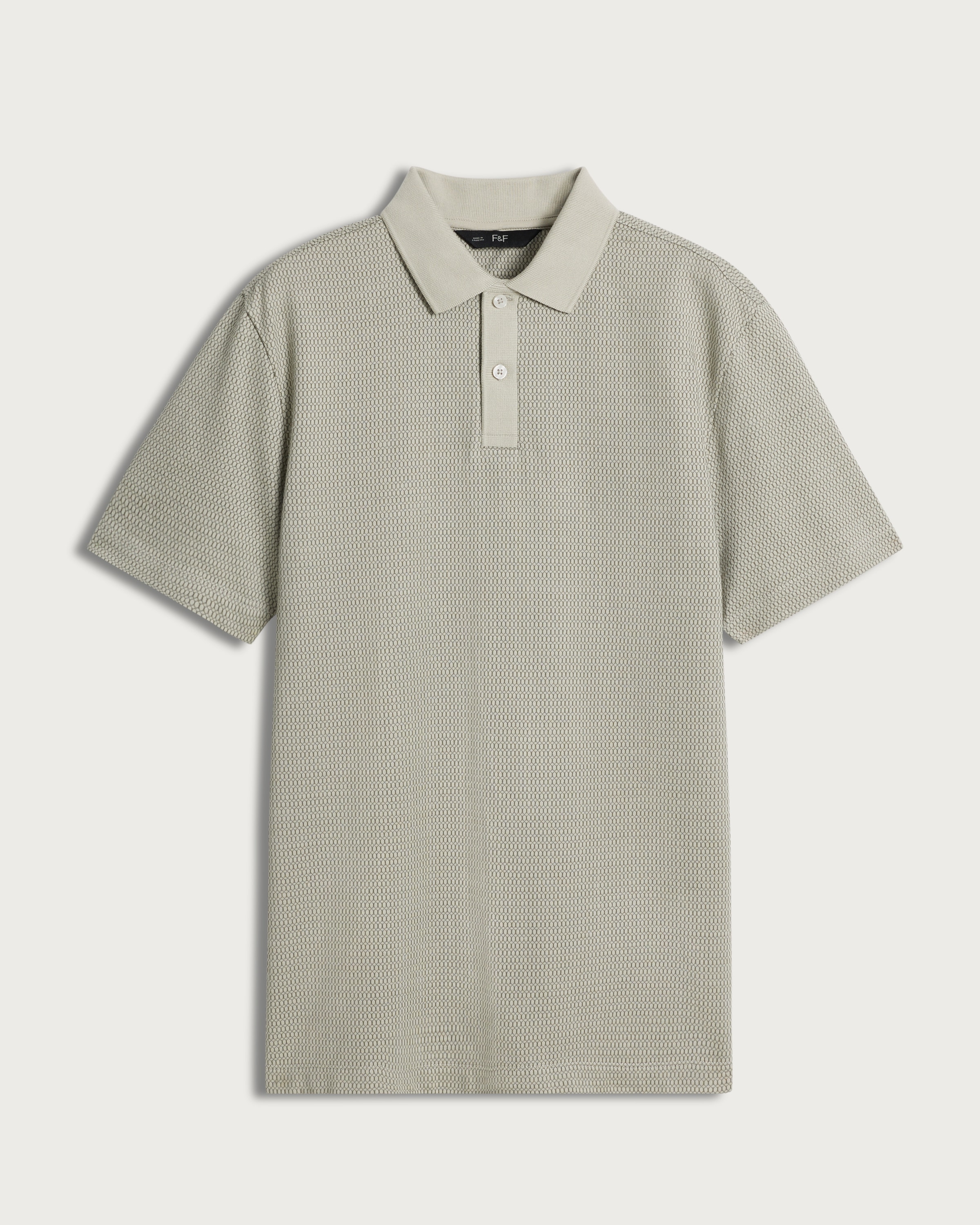 F&F Pure Cotton Textured Short Sleeved Polo Shirt in Green thumbnail 4