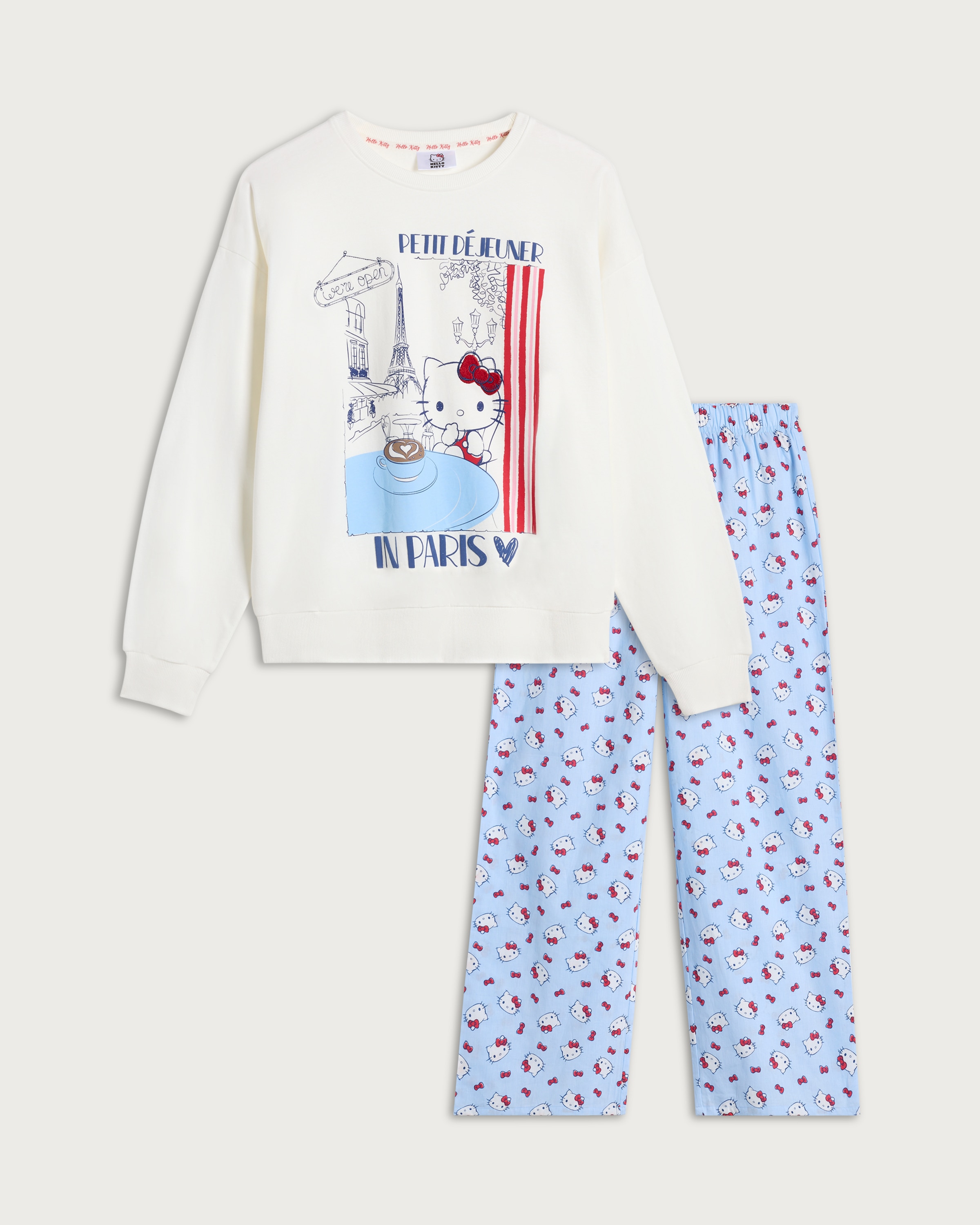 Hello Kitty Pure Cotton Sweatshirt Pyjama Set in Multi Blue thumbnail 4