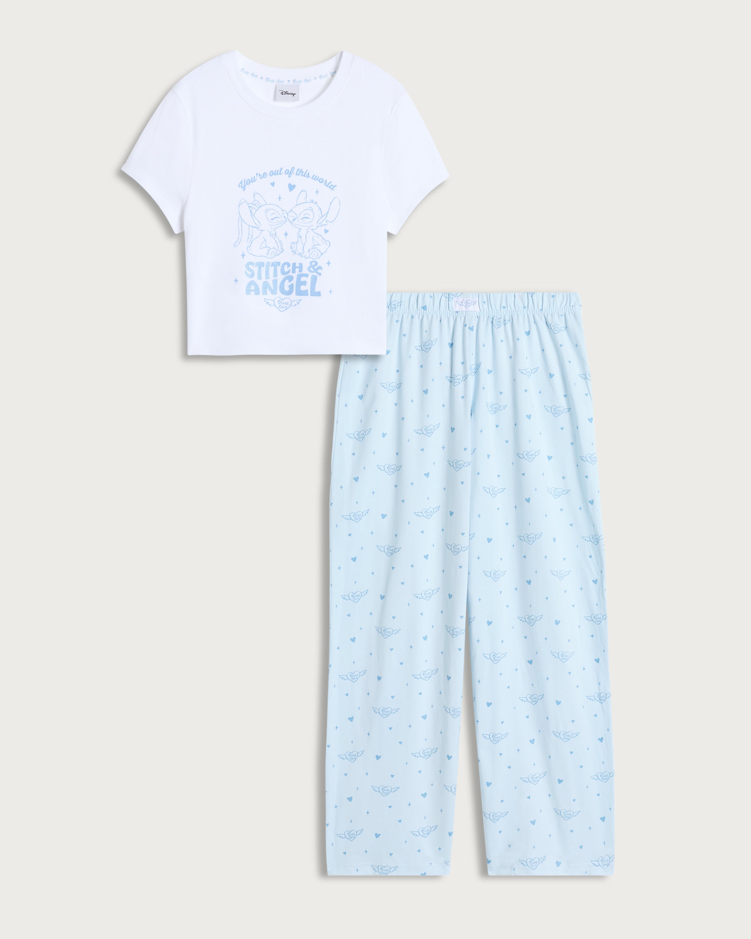 Disney Stitch Ribbed T-Shirt and Bottoms Pyjama Set in Multi Pink thumbnail 4