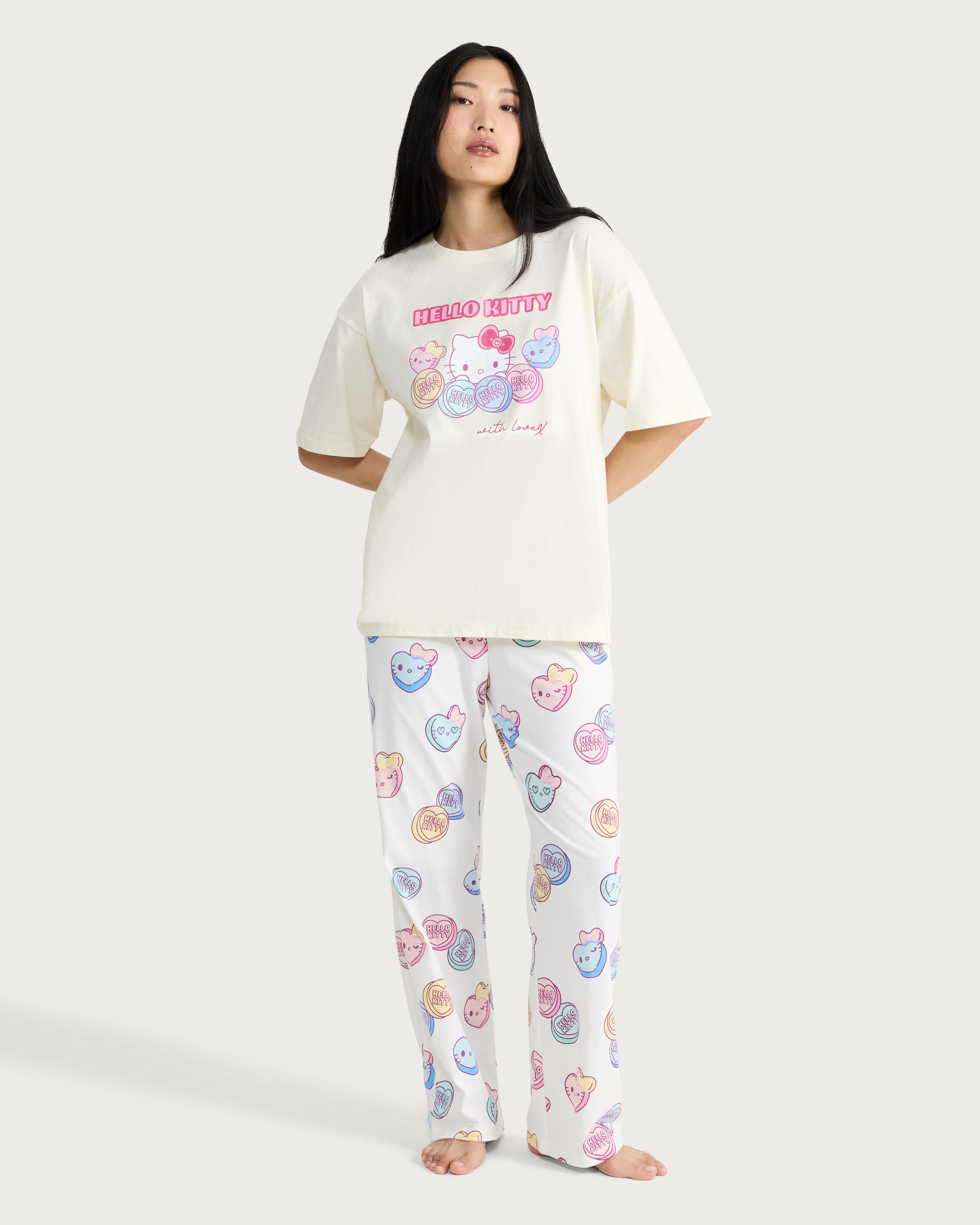 Hello Kitty Pure Cotton Pyjama Set in Multi Yellow thumbnail 2