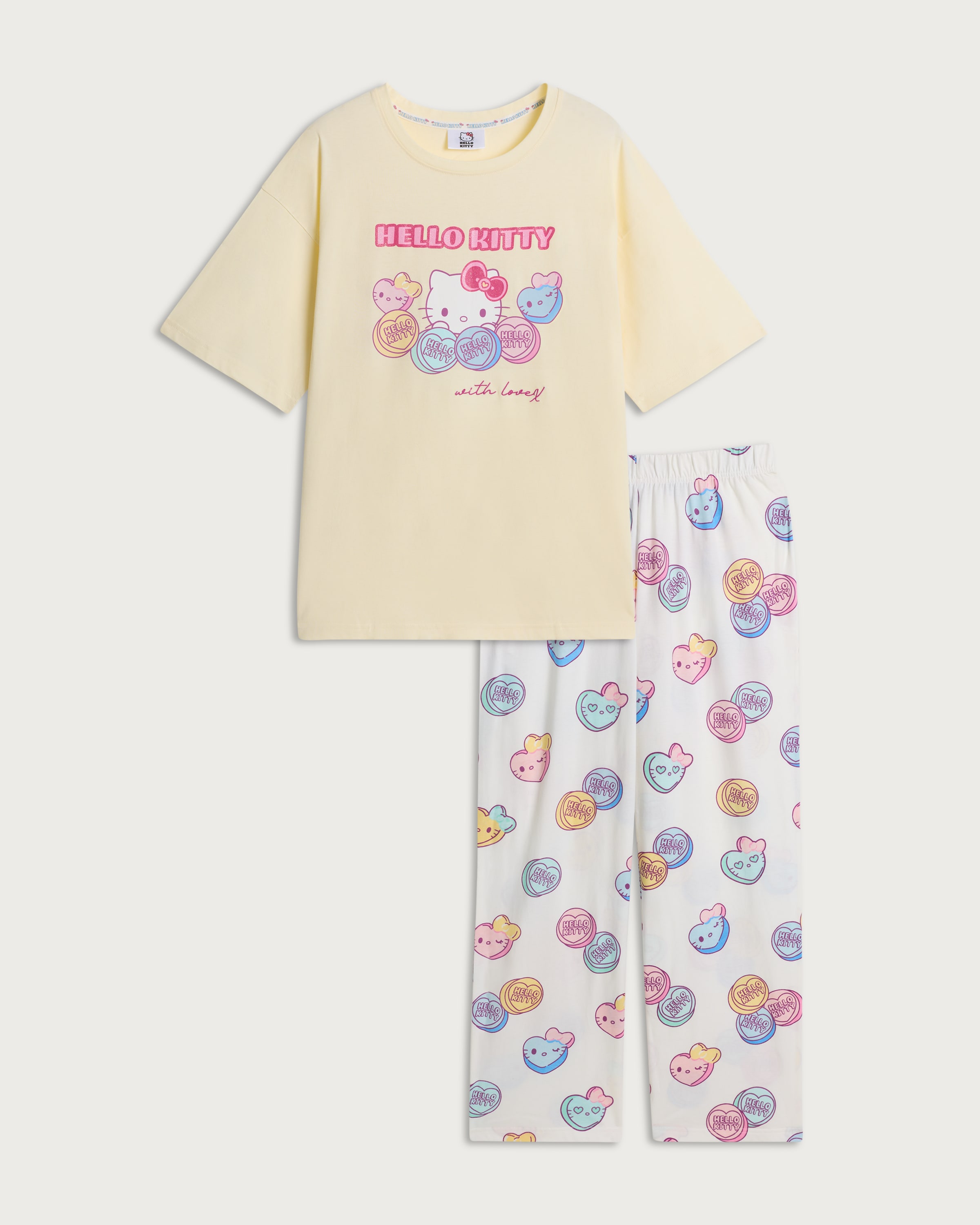 Hello Kitty Pure Cotton Pyjama Set in Multi Yellow thumbnail 4