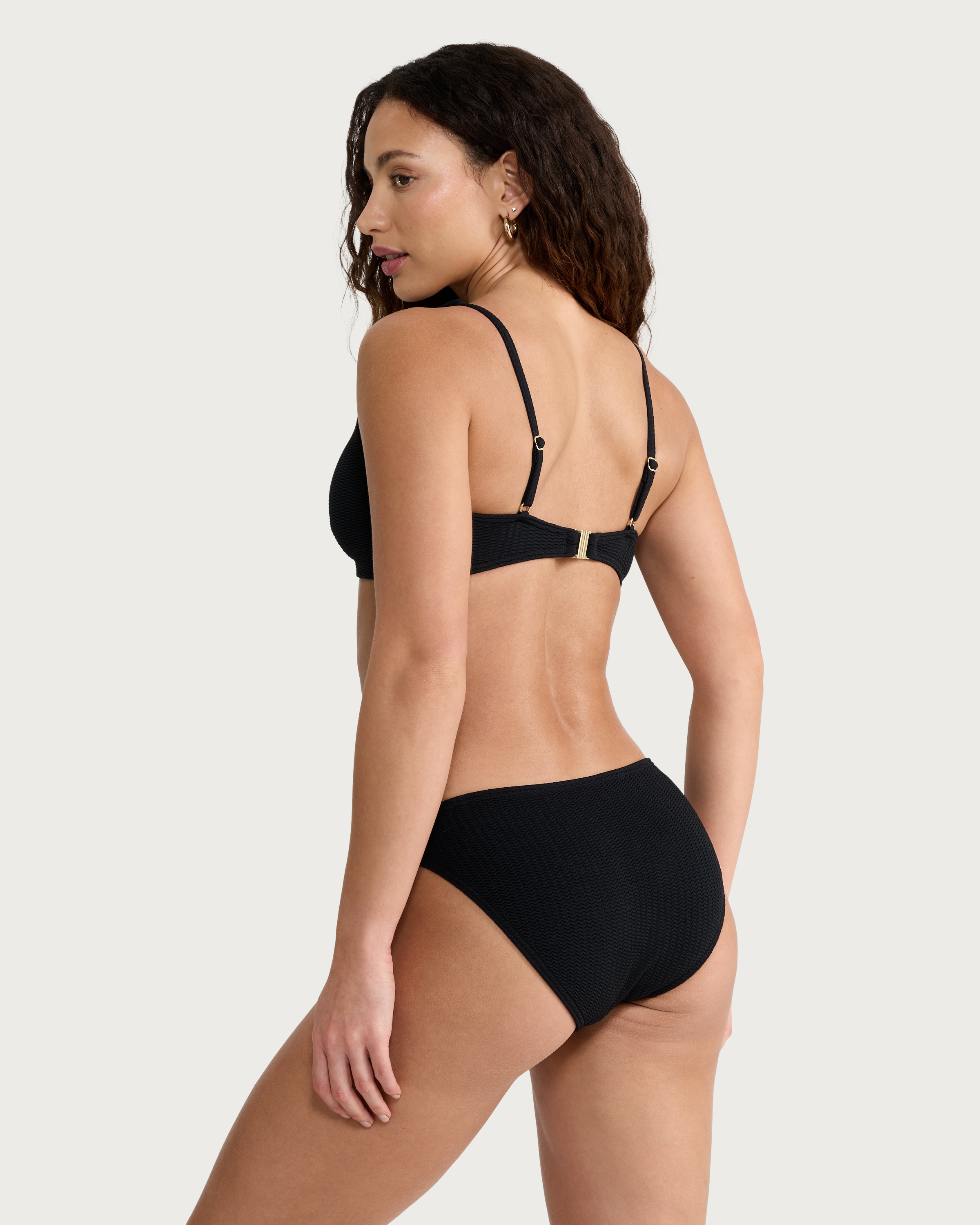 F&F Textured V Bar Bikini Top in Black thumbnail 3
