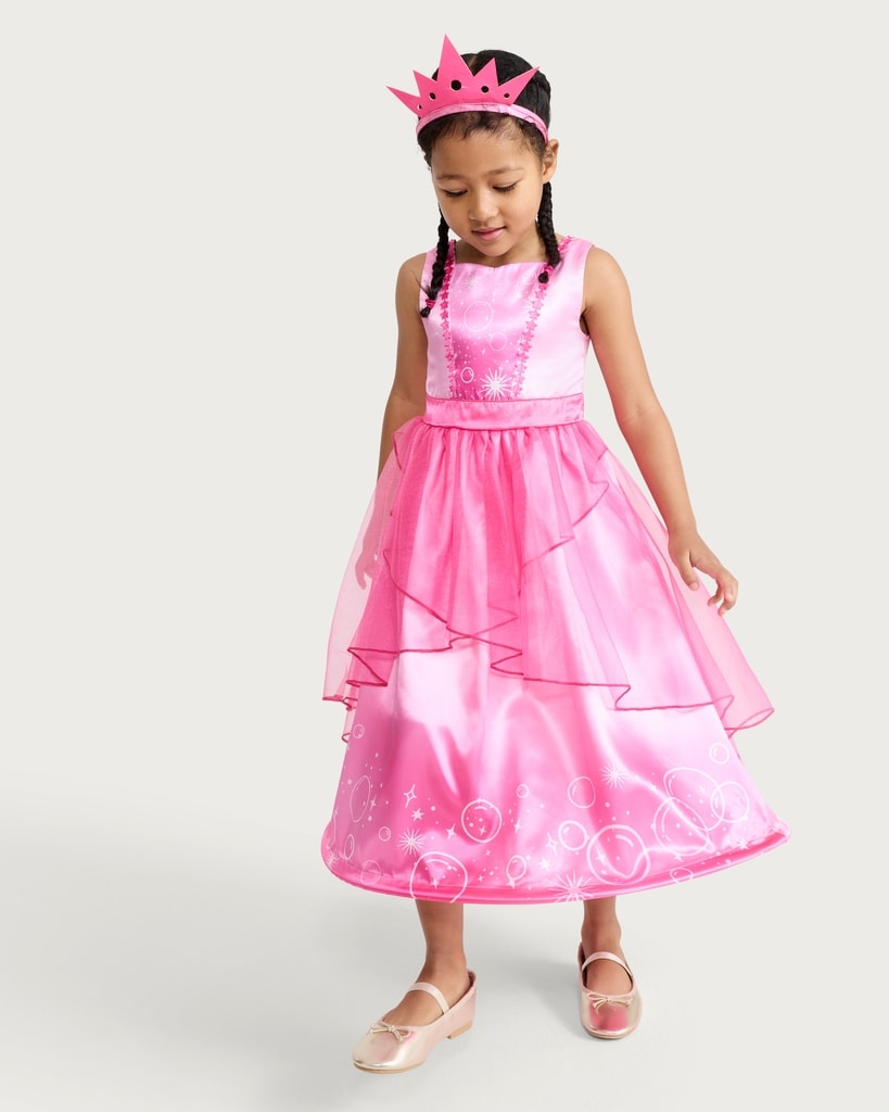 F&F Girls 2-Piece Princess Fancy Dress Costume and Tiara in Pink
