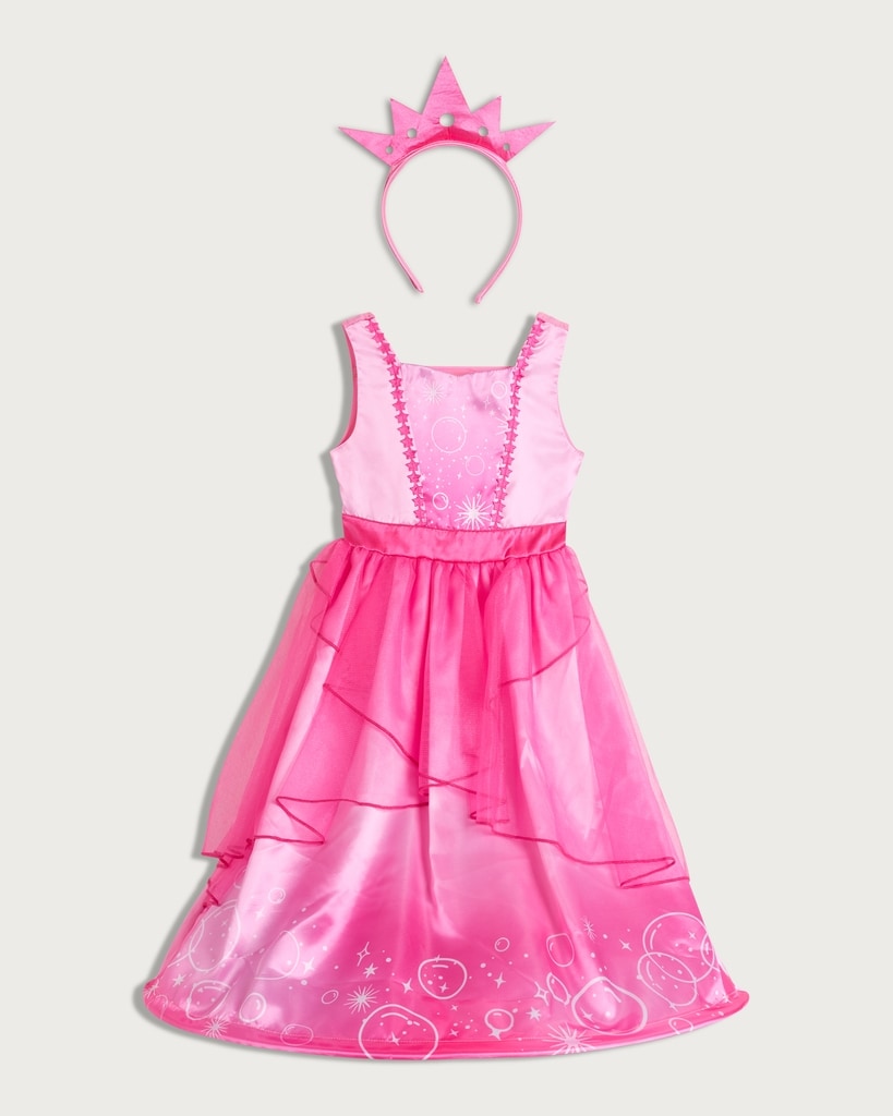 F&F Girls 2-Piece Princess Fancy Dress Costume and Tiara in Pink thumbnail 4