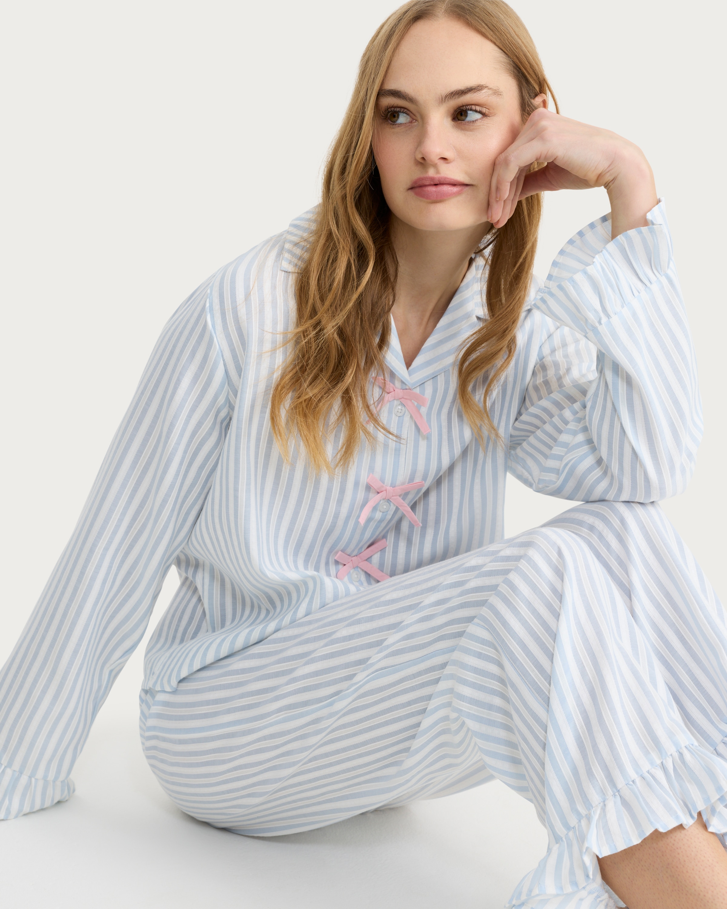 F&F Striped Pyjama Set in Multi Blue