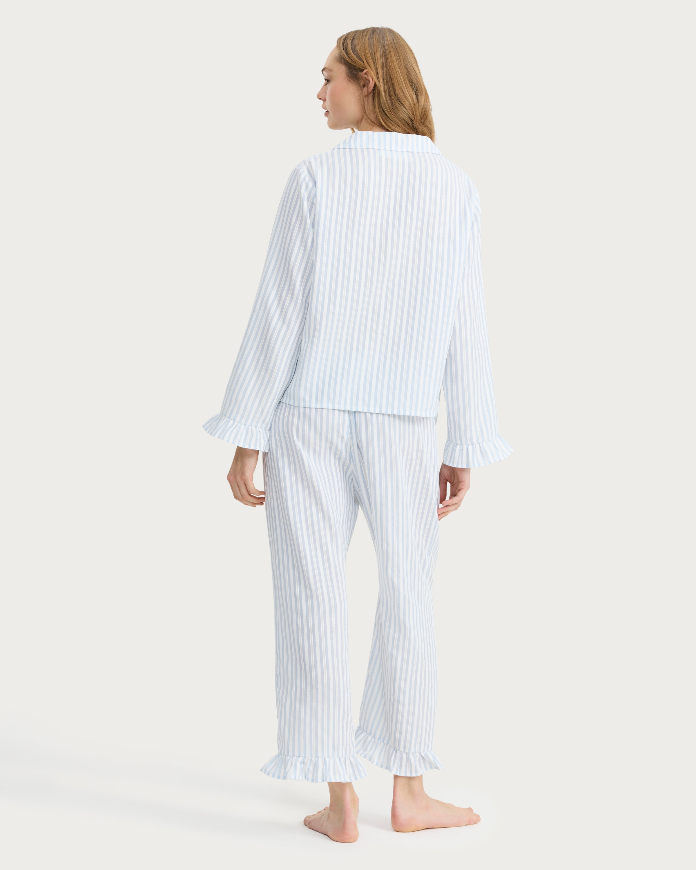 F&F Striped Pyjama Set in Multi Blue thumbnail 3