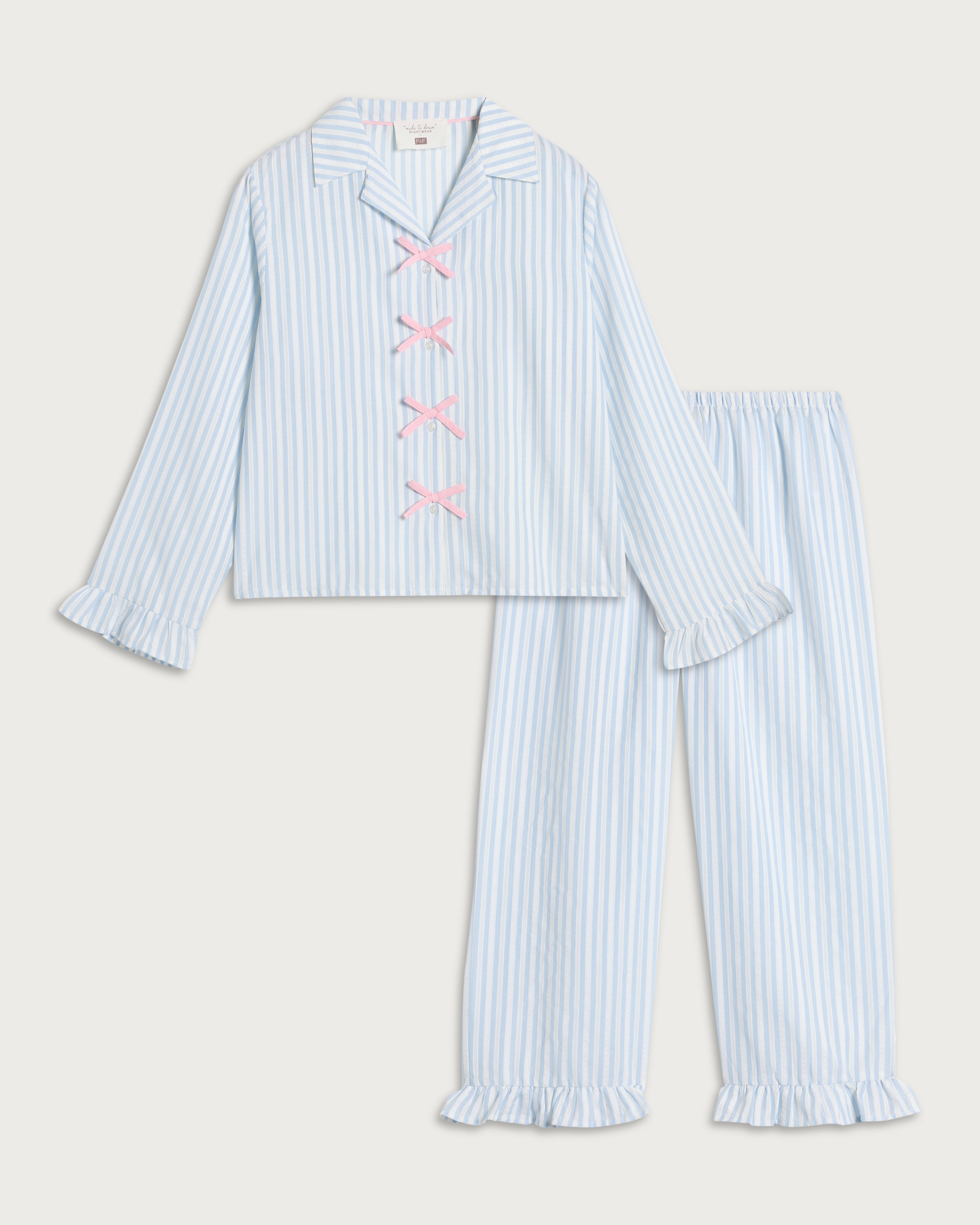 F&F Striped Pyjama Set in Multi Blue thumbnail 4
