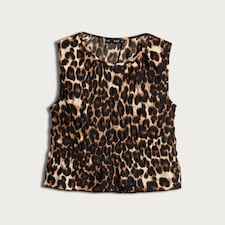 F&F Textured Leopard Print Sleeveless Smock Top in Neutral thumbnail 4