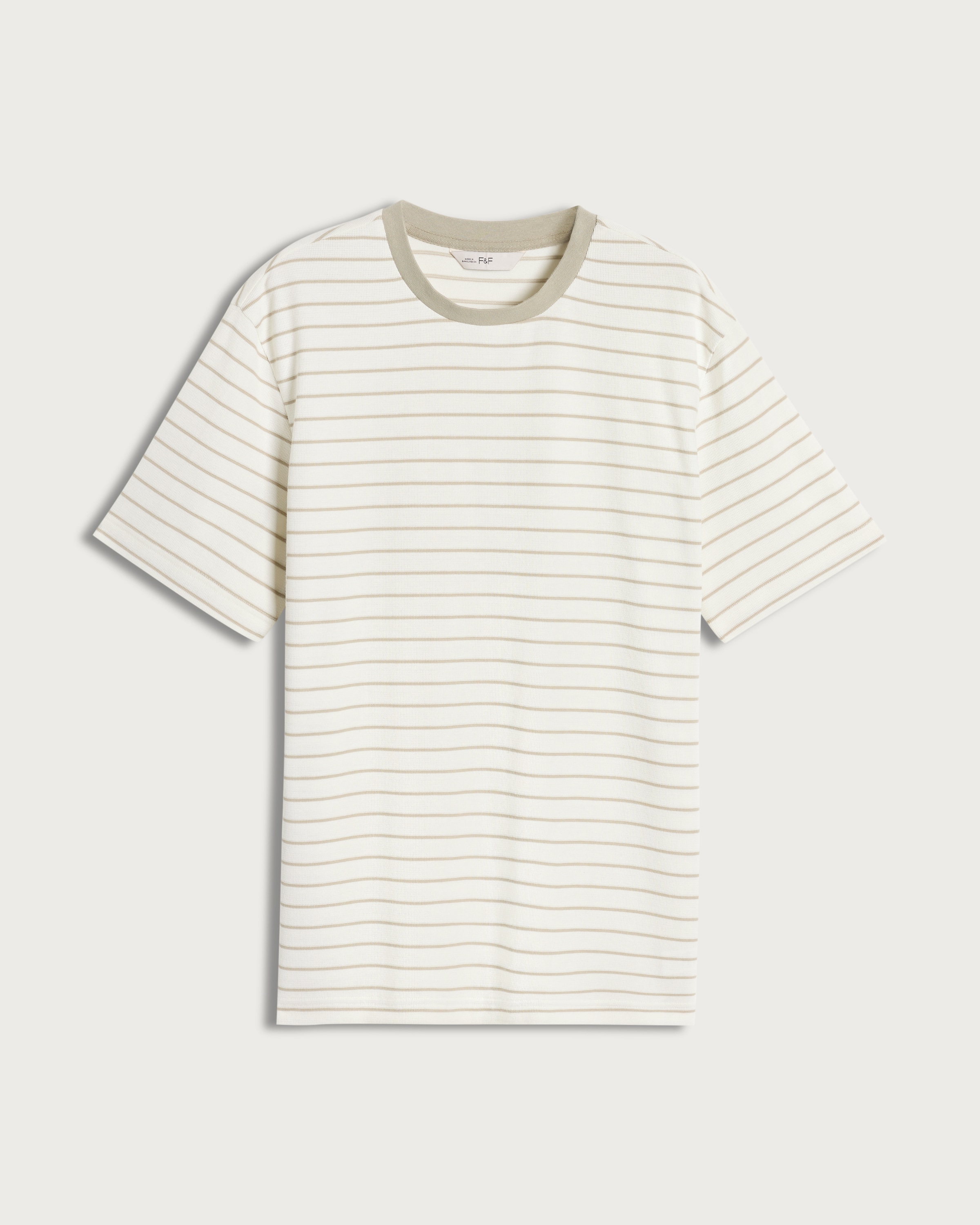 F&F Cotton Rich Heavyweight Stripe Print Short Sleeved T-Shirt in Cream thumbnail 4