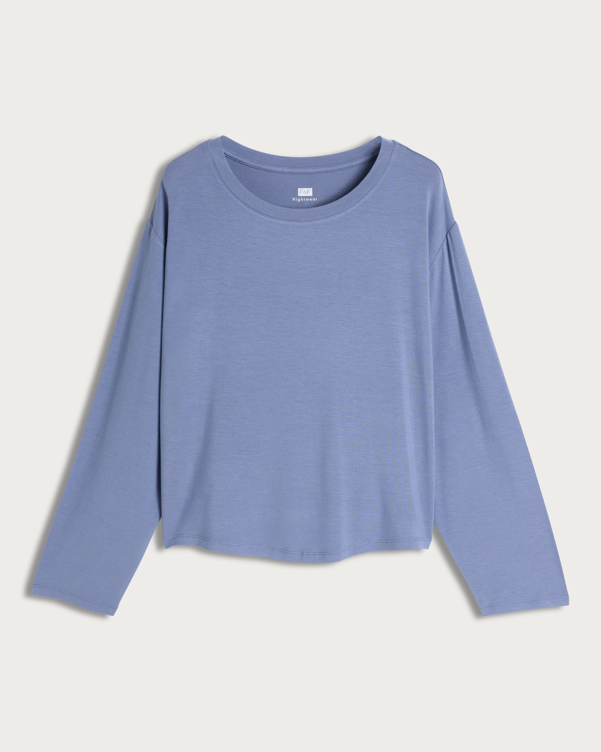 F&F CoolEase™ Long Sleeved Pyjama Top in Blue thumbnail 4