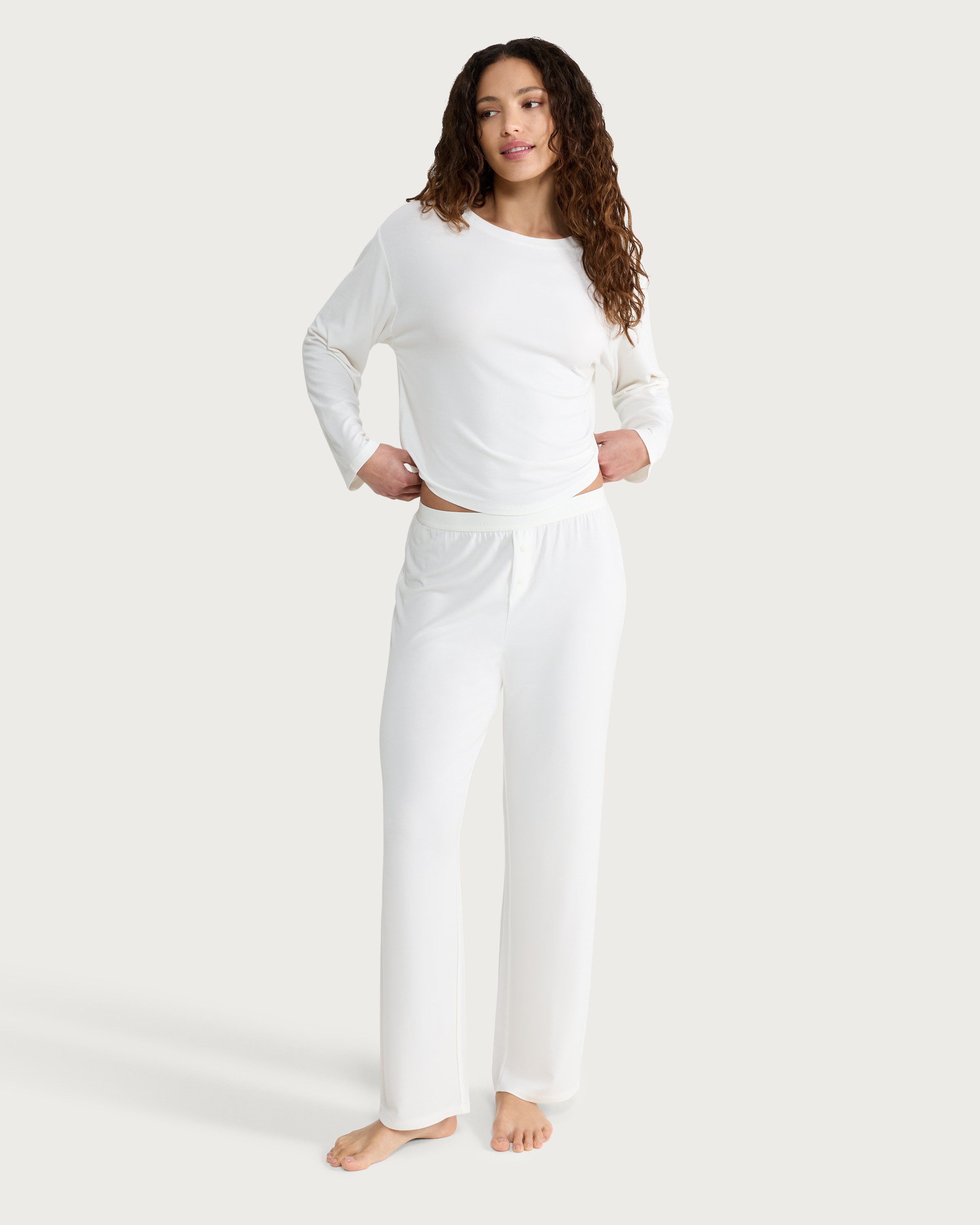 F&F CoolEase™ Modal Rich Wide Leg Pyjama Bottoms in Cream thumbnail 2