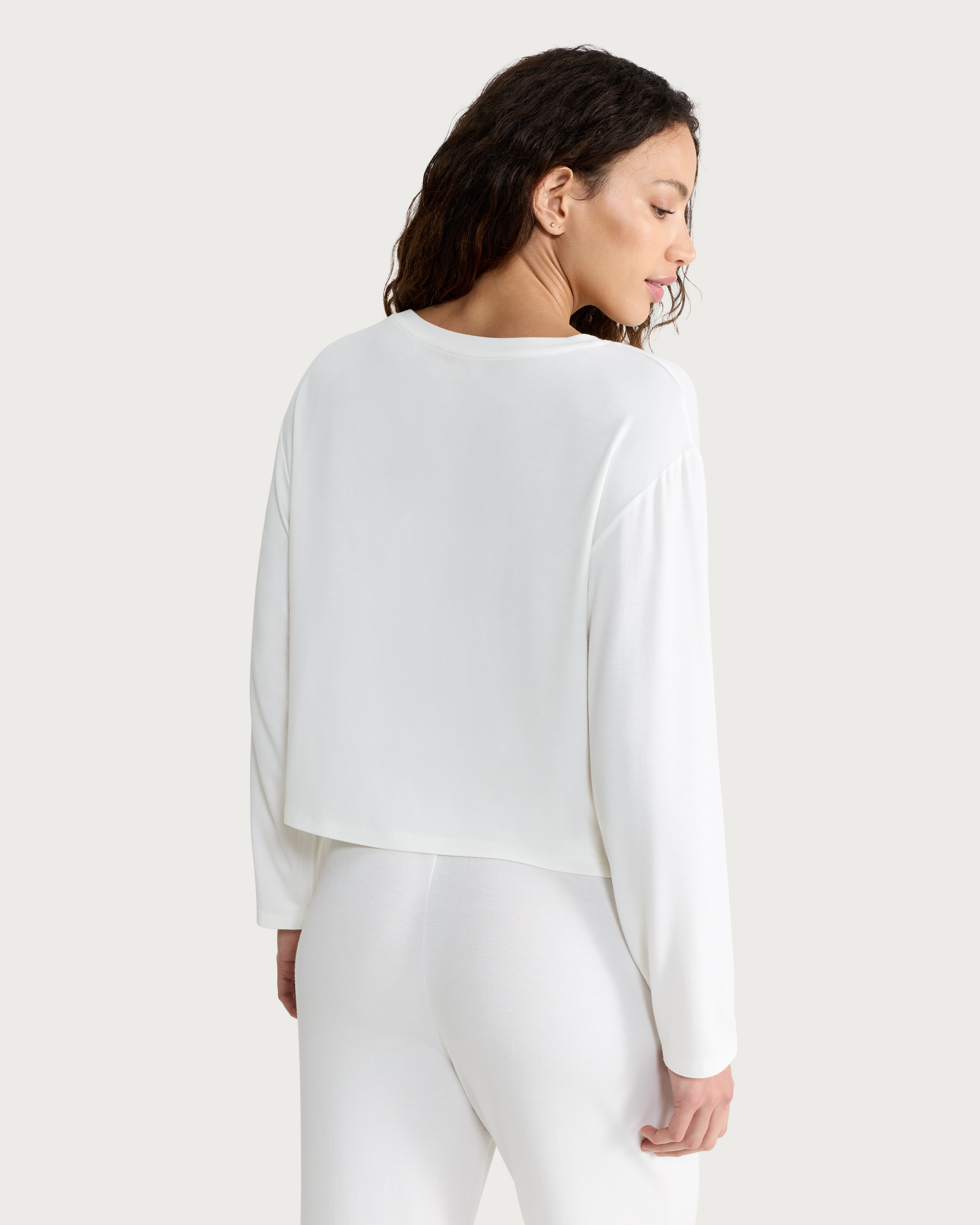 F&F CoolEase™ Modal Rich Long Sleeved Pyjama Top in Cream thumbnail 3