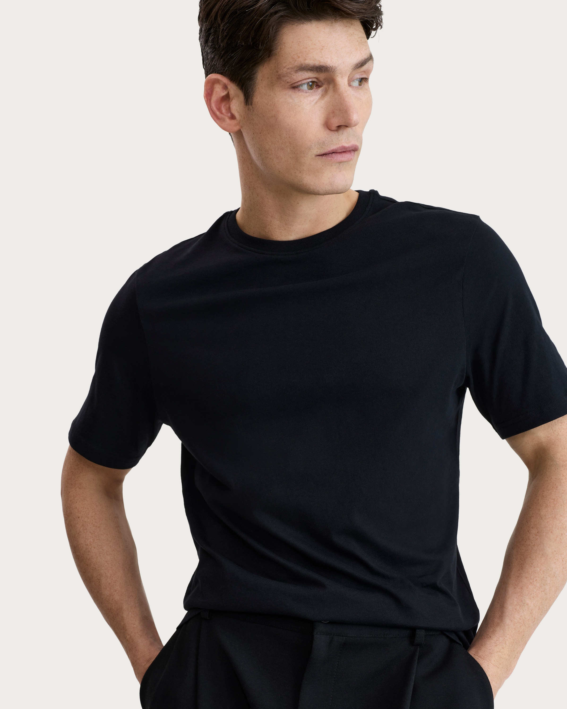 F&F Pure Cotton Short Sleeved Slim Fit T-Shirt in Black