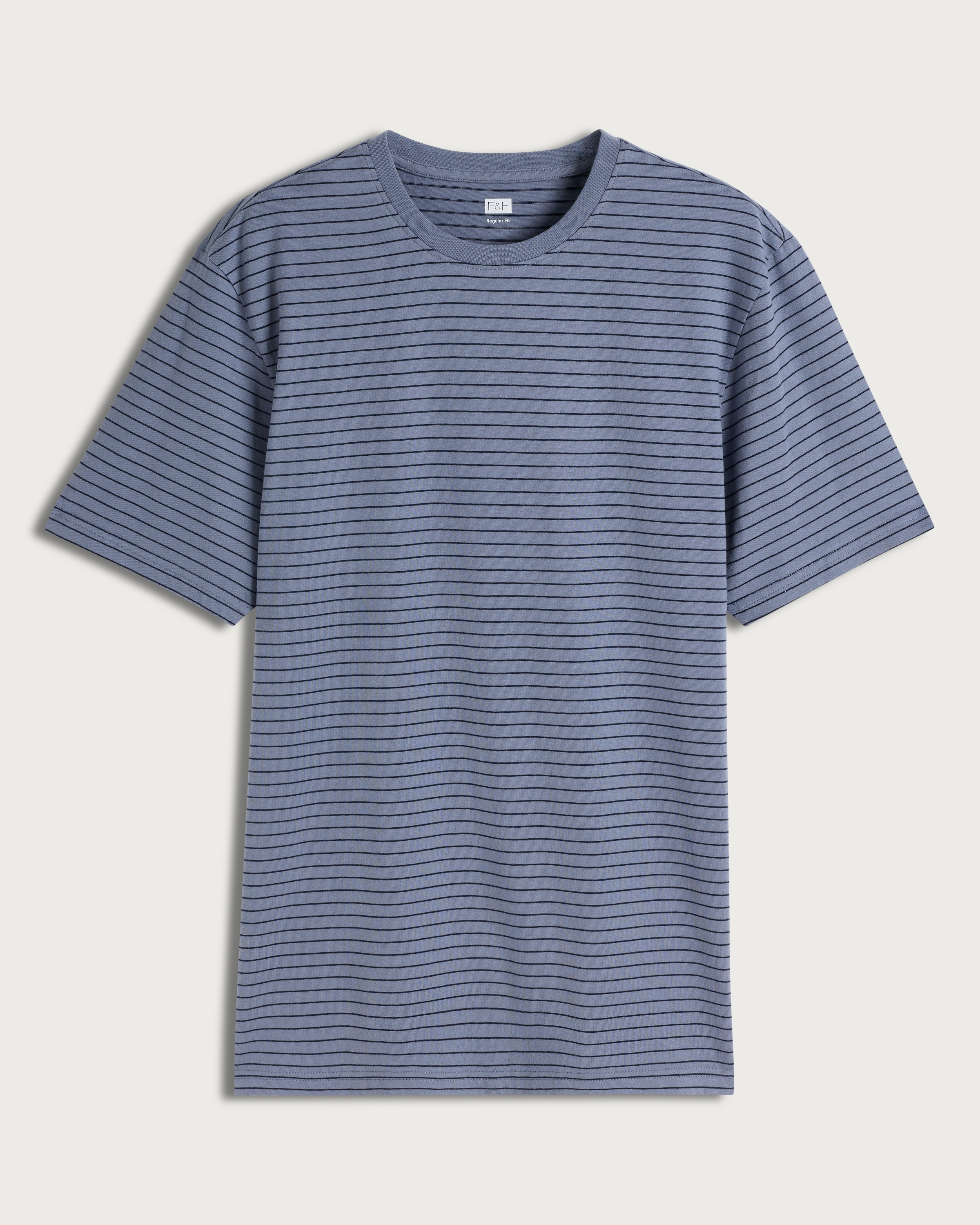 F&F Pure Cotton Stripe Print Short Sleeved Slim Fit T-Shirt in Blue thumbnail 4