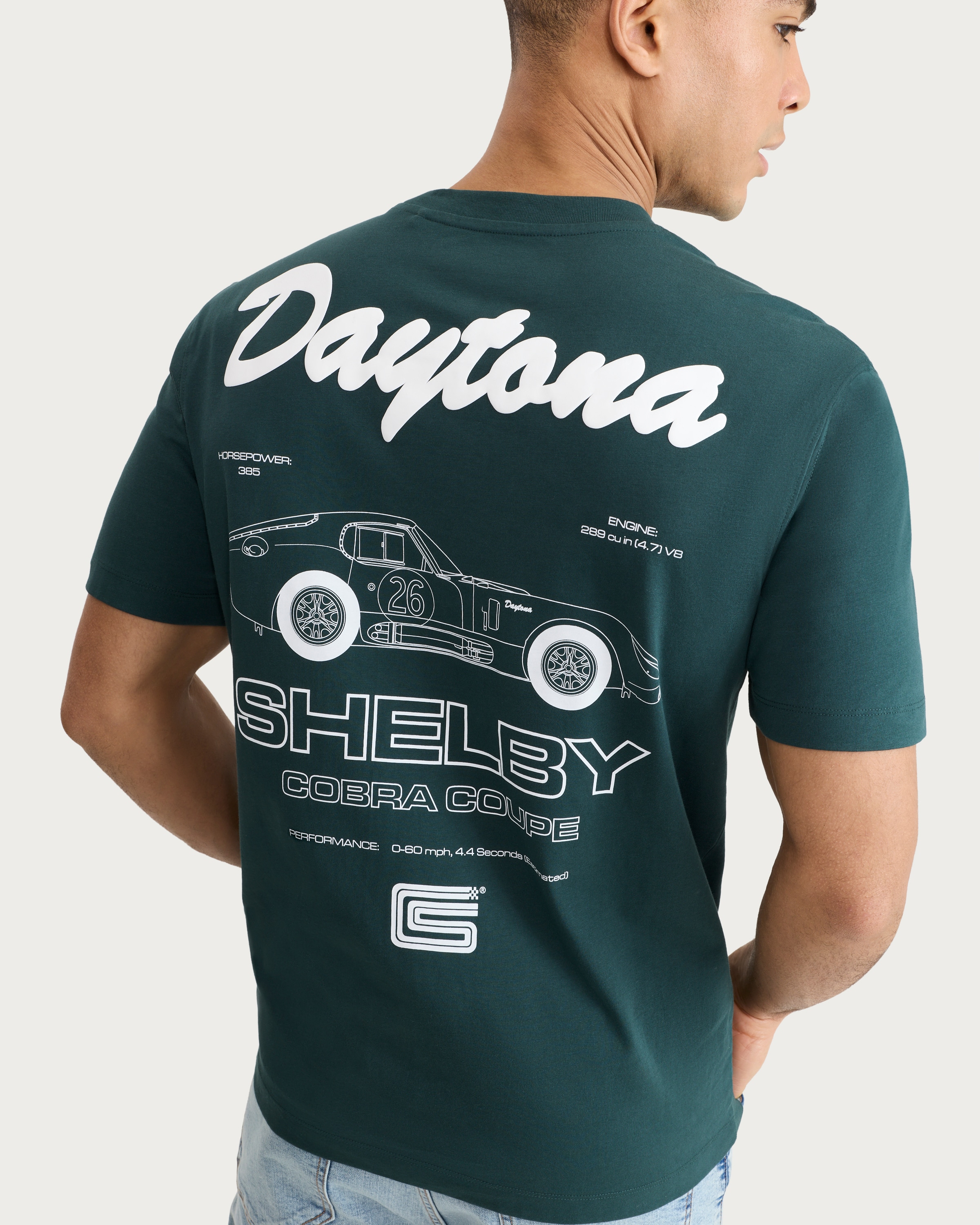 Shelby Pure Cotton Daytona Short Sleeved T-Shirt in Green thumbnail 3