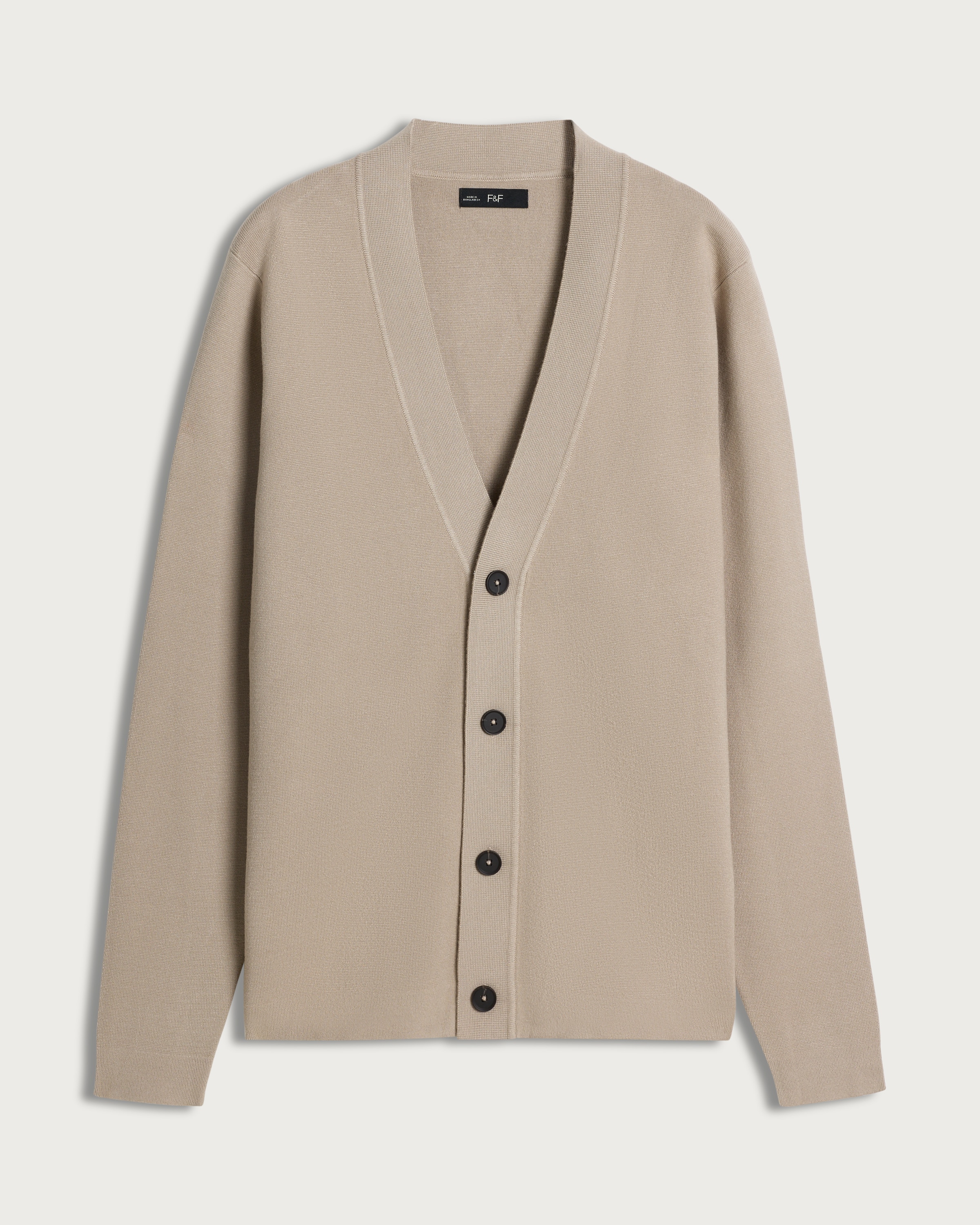 F&F Knitted Button Up Relaxed Fit Cardigan in Stone