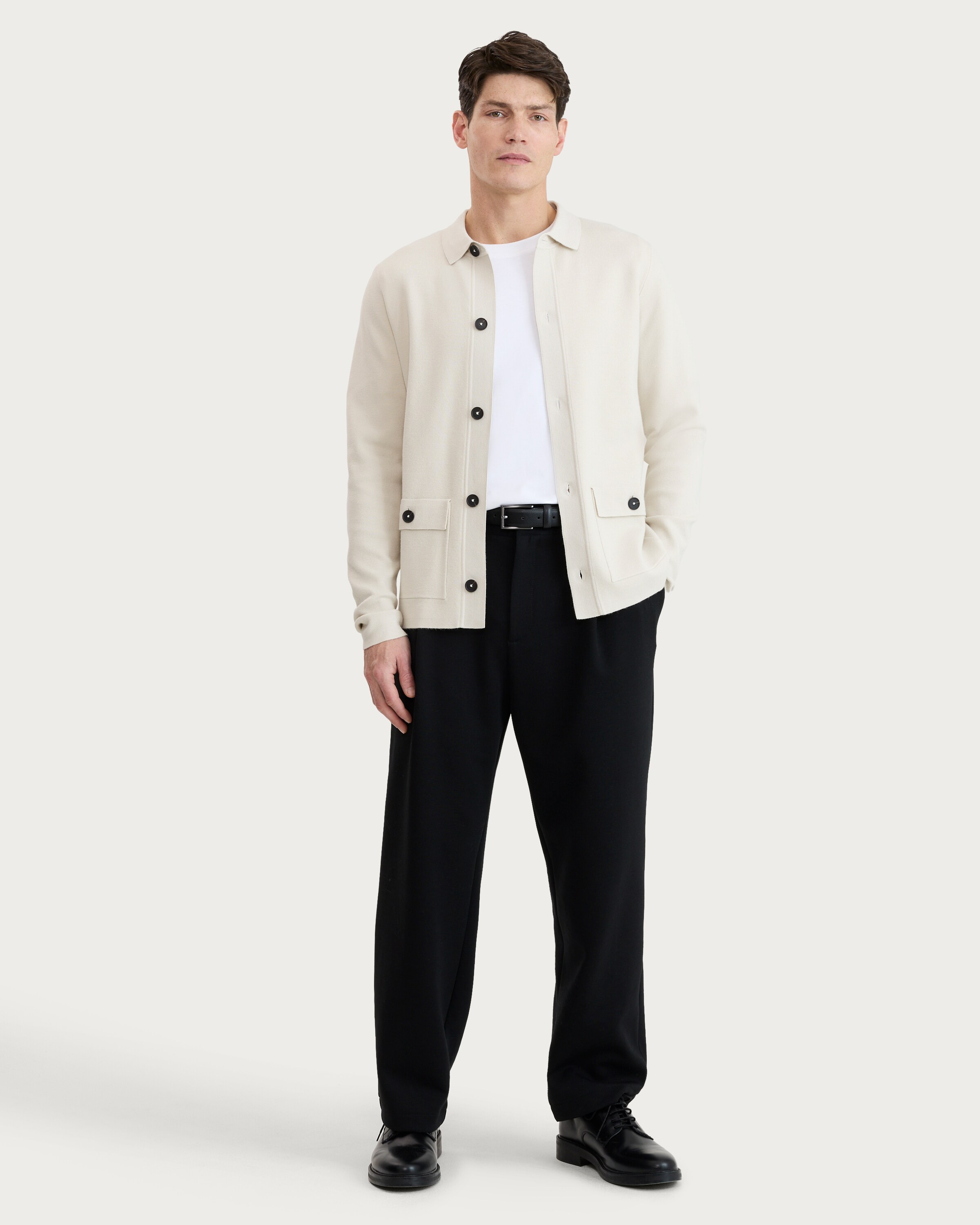 F&F Knitted Patch Pocket Relaxed Fit Button Up Cardigan in Ecru thumbnail 2