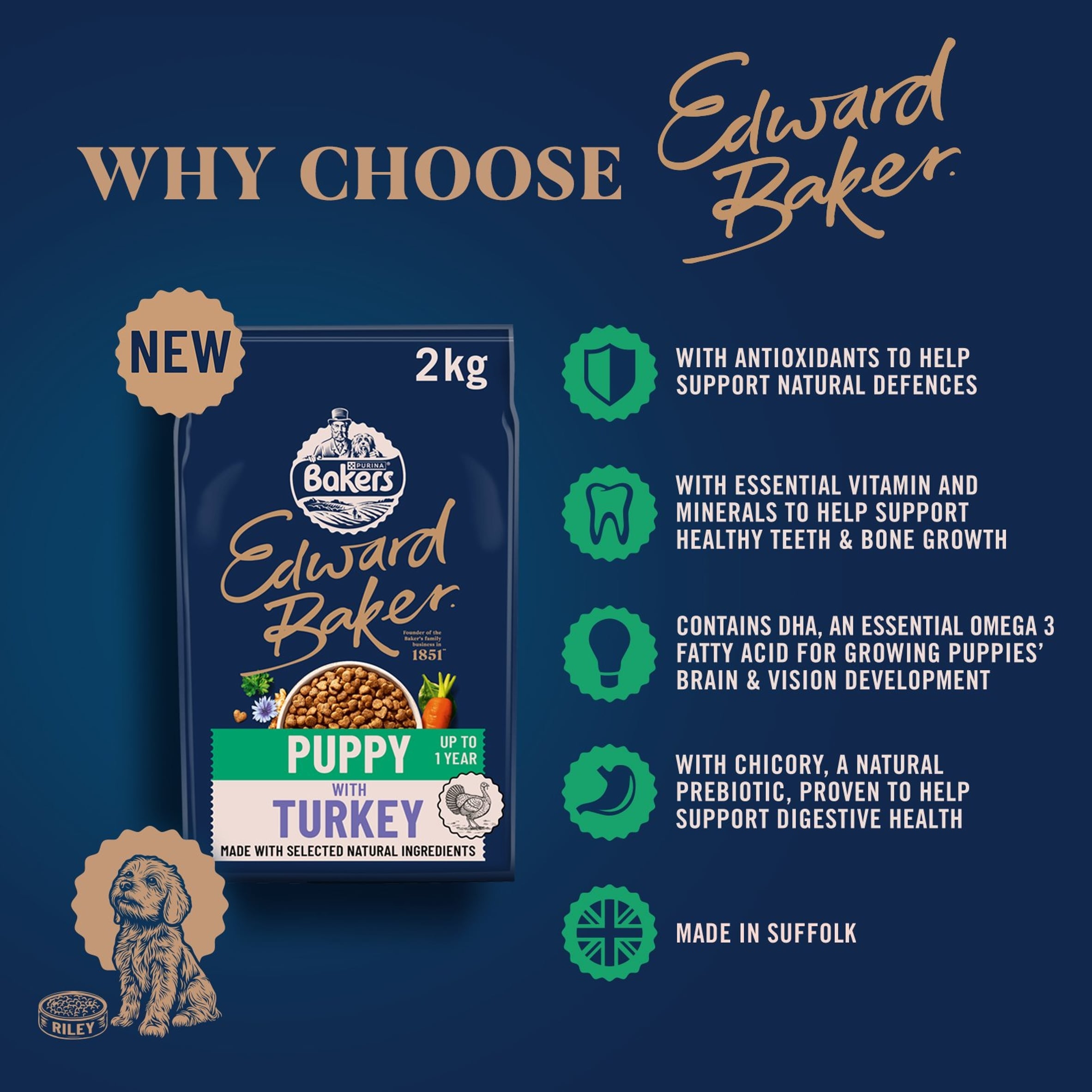 BAKERS Edward Baker Puppy Turkey Dry Dog Food 2kg thumbnail 2