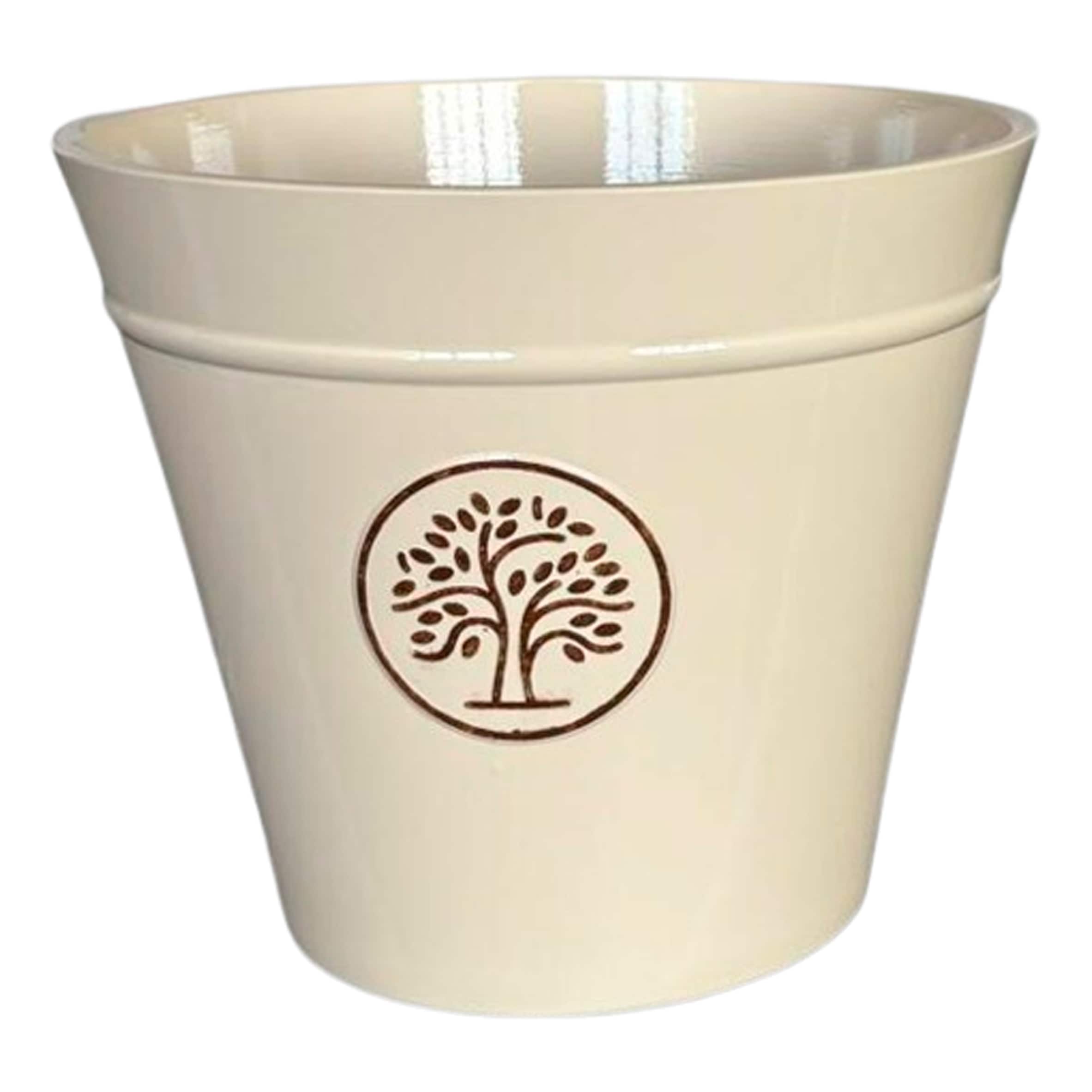 TERRASTYLE PLASTIC EMBOSSED POT CREAM 22CM