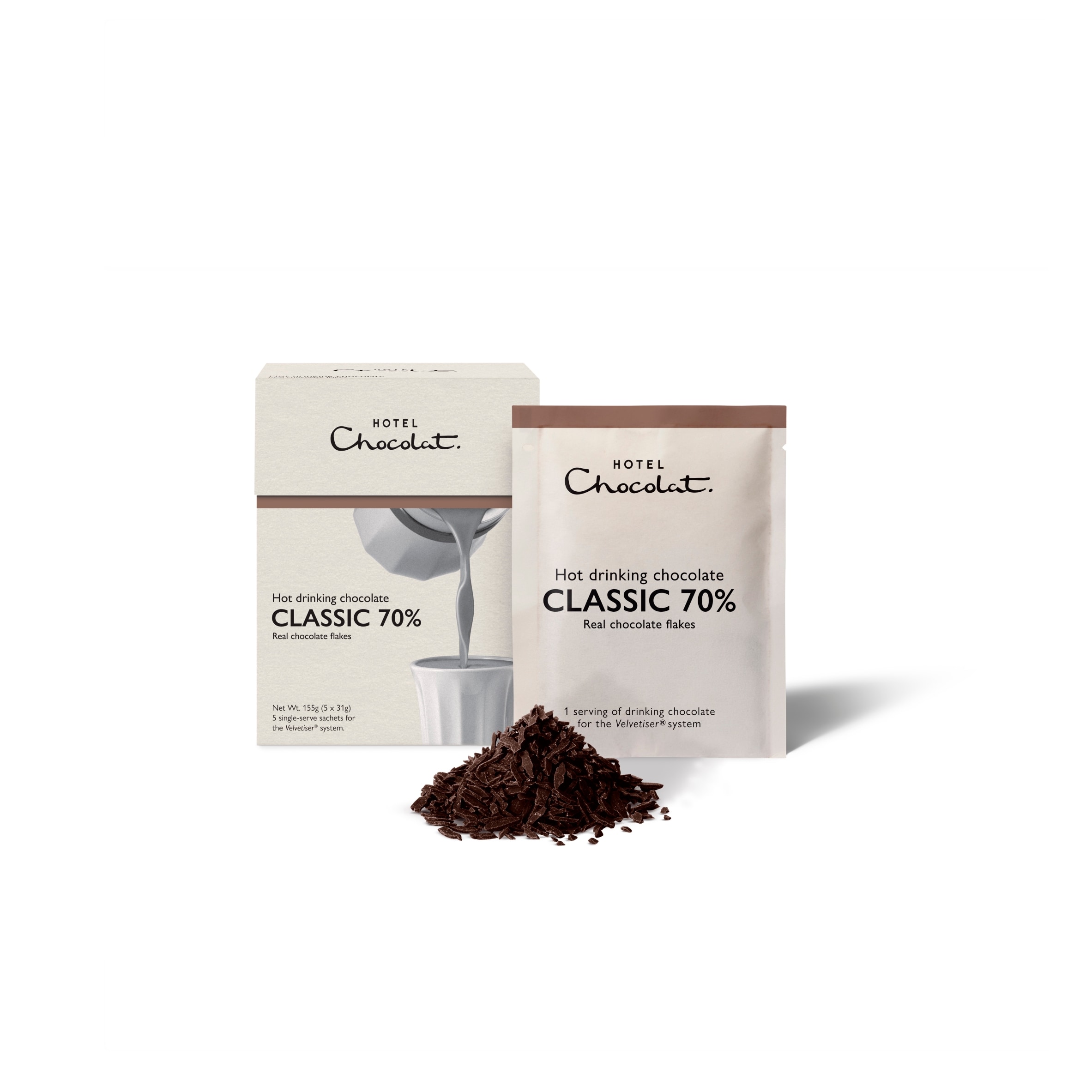 Hotel Chocolat Hot Drinking Chocolate Classic 70% 5 x 31g thumbnail 3