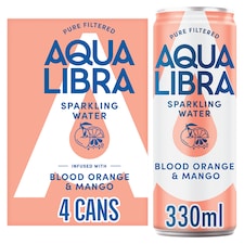 Aqua Libra Sparkling Water Blood Orange & Mango 4 x 330ml