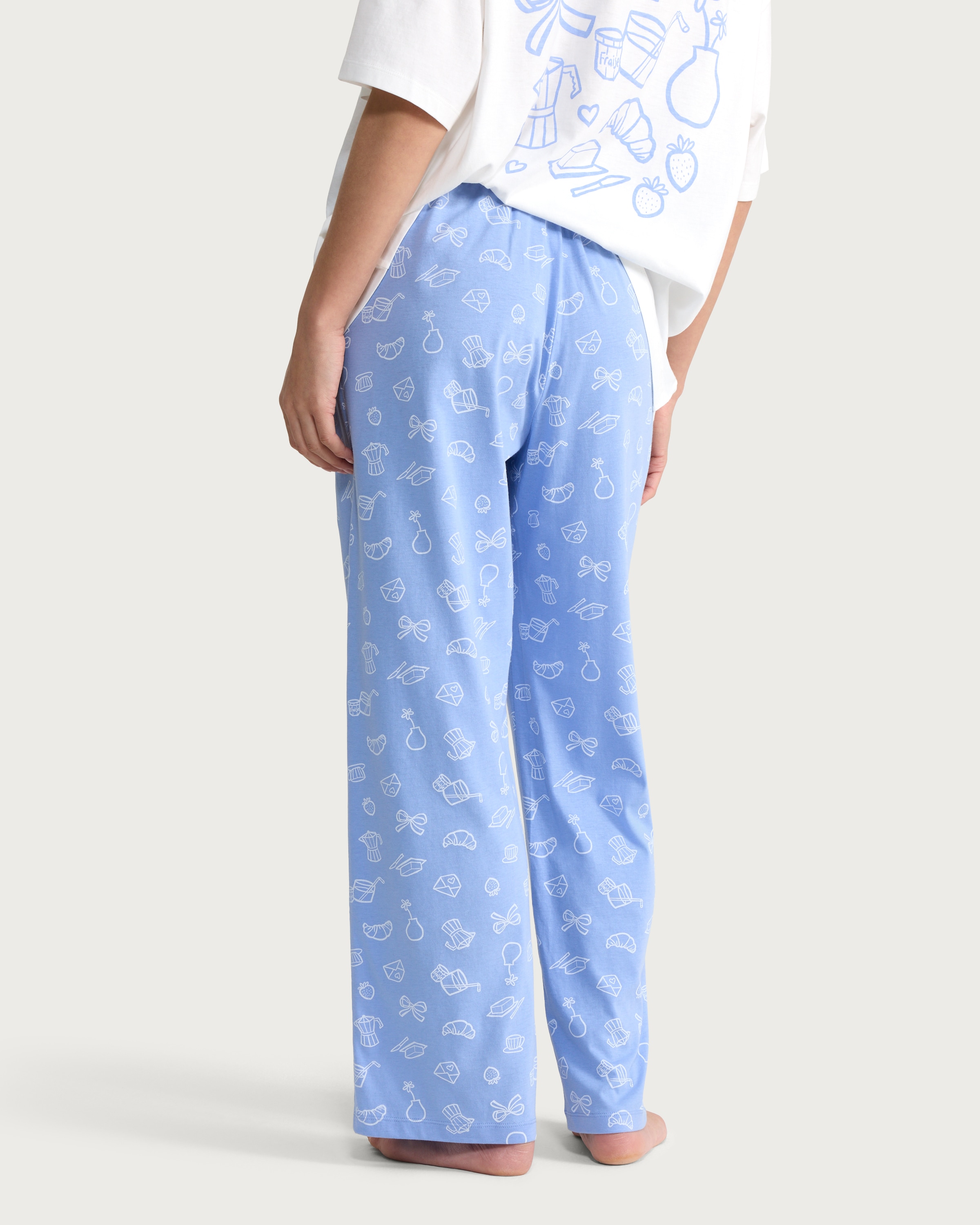 F&F Pure Cotton Printed Pyjama Bottoms in Blue thumbnail 2