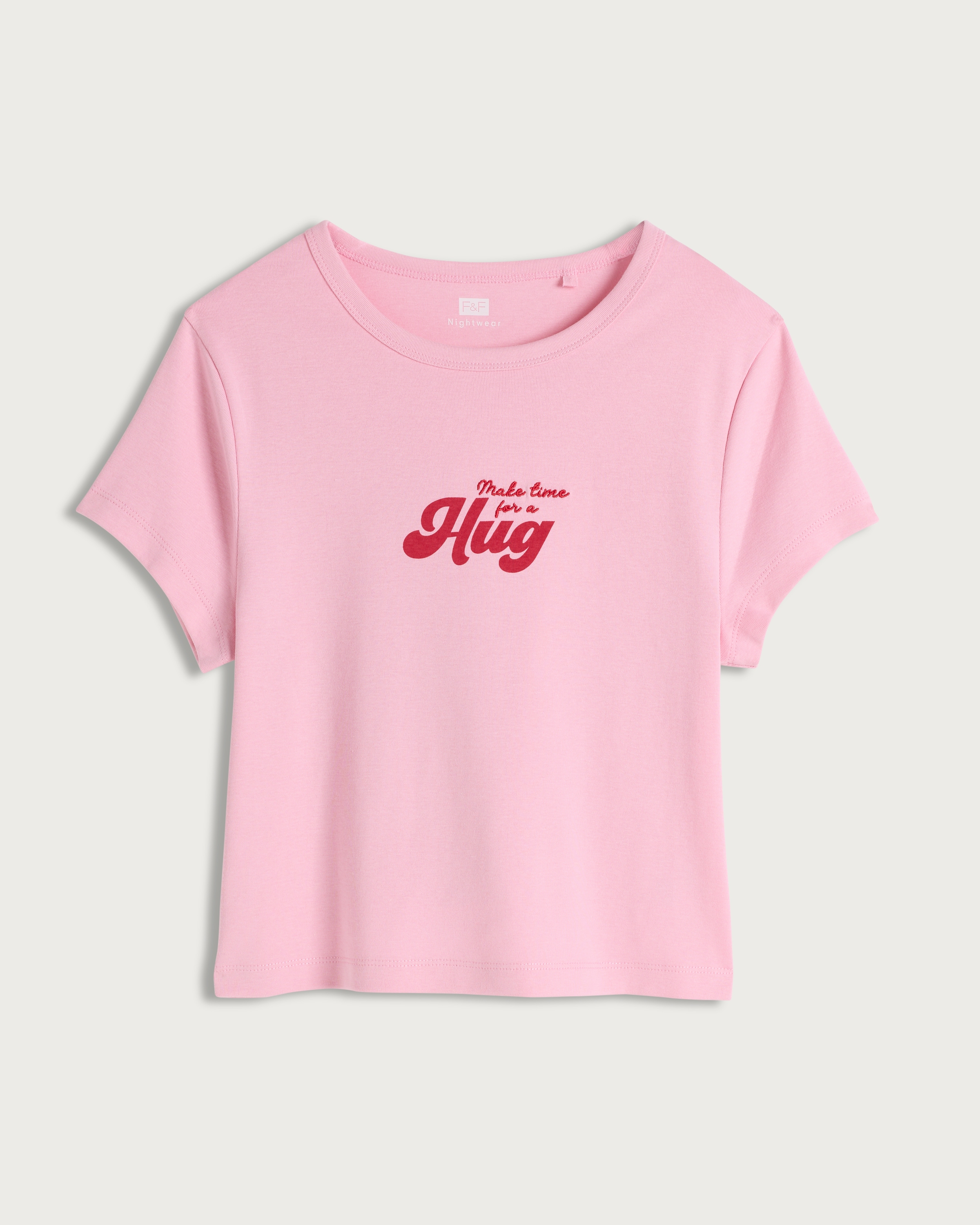 F&F Cotton Rich Ribbed Short Sleeved Pyjama Top in Pink thumbnail 4