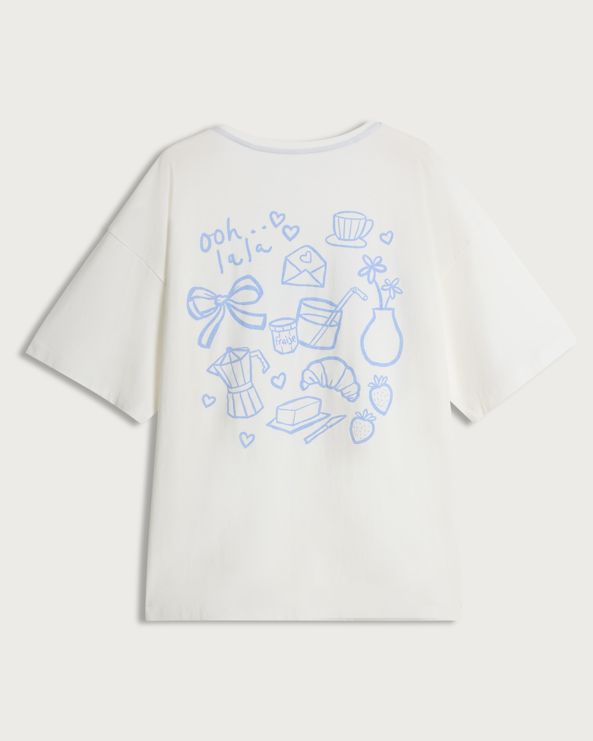F&F Pure Cotton Breakfast Print Pyjama T-Shirt in White thumbnail 5