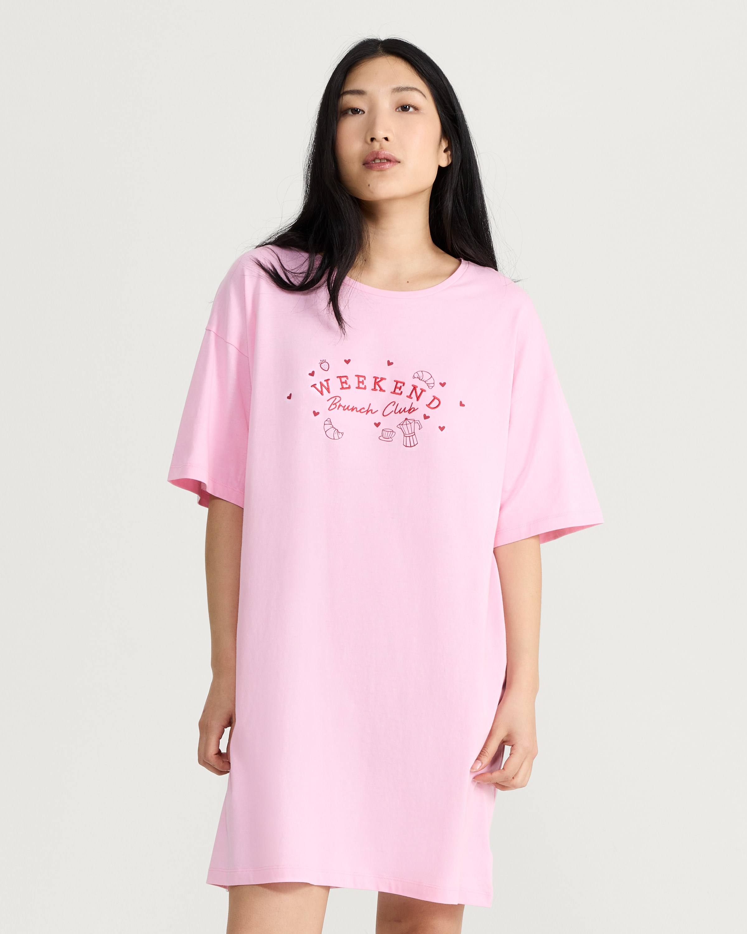 F&F Pure Cotton Weekend Brunch Nightdress in Pink thumbnail 2