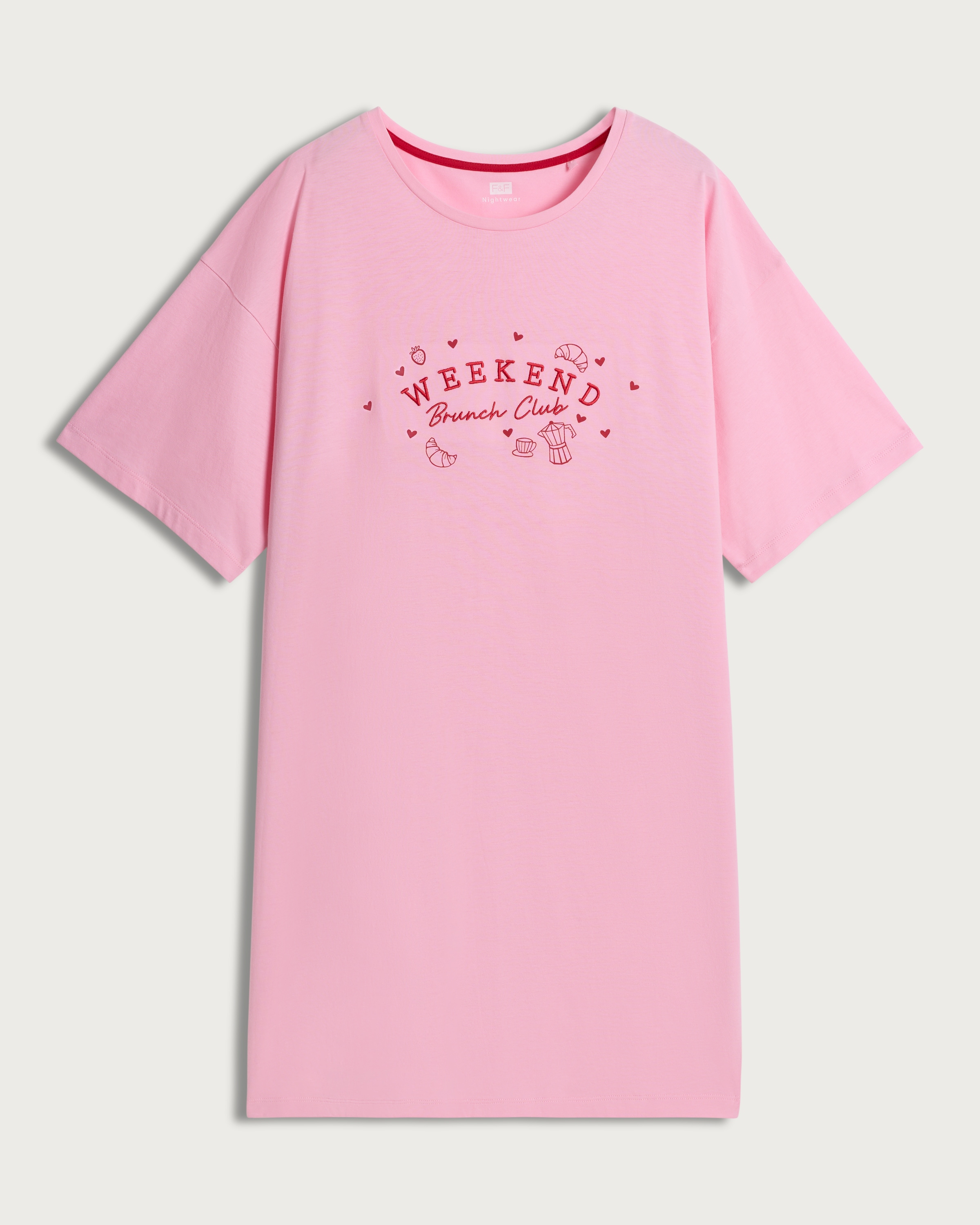 F&F Pure Cotton Weekend Brunch Nightdress in Pink thumbnail 4