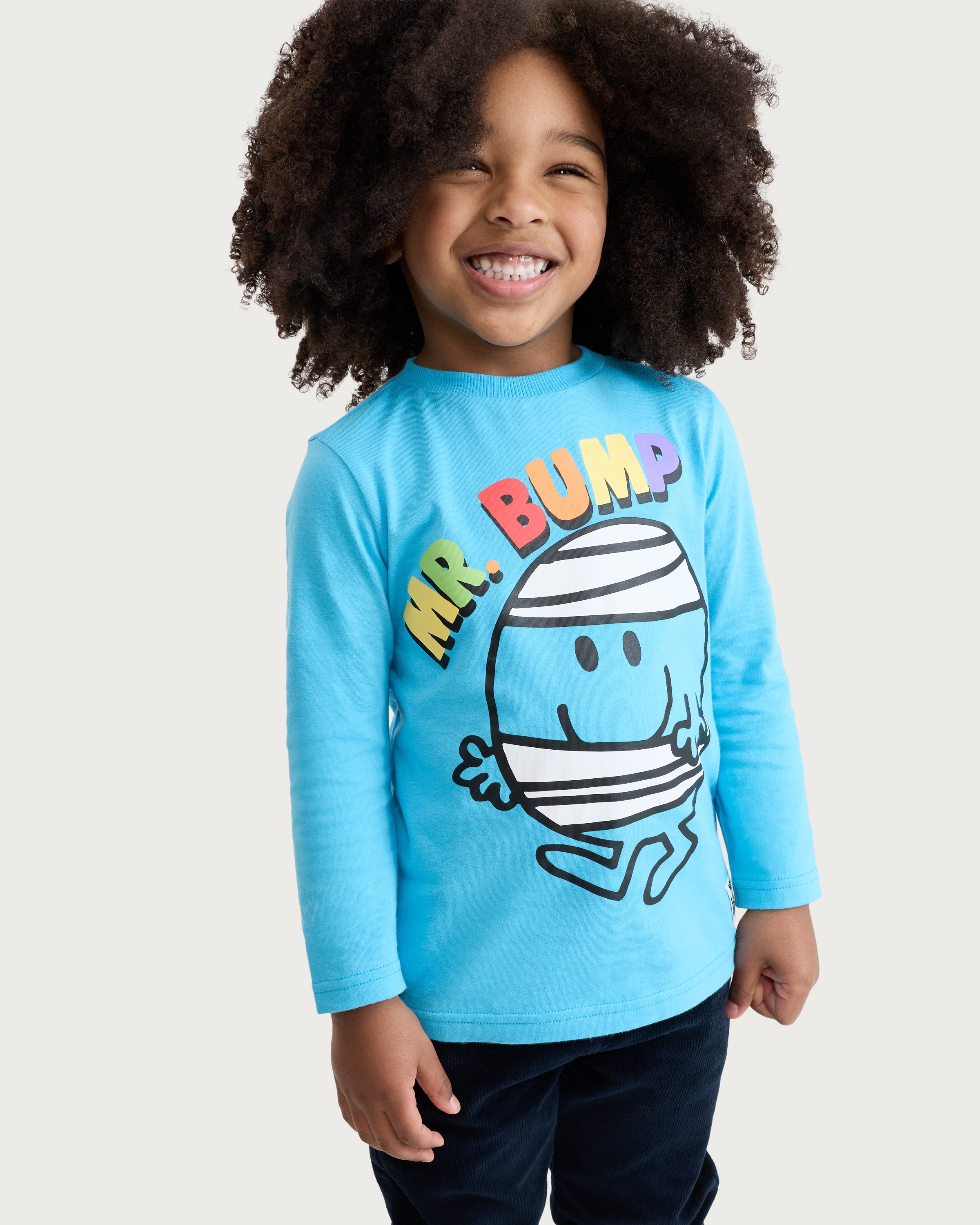 Mr Men & Little Miss Mr. Bump Pure Cotton Long Sleeved Top in Blue