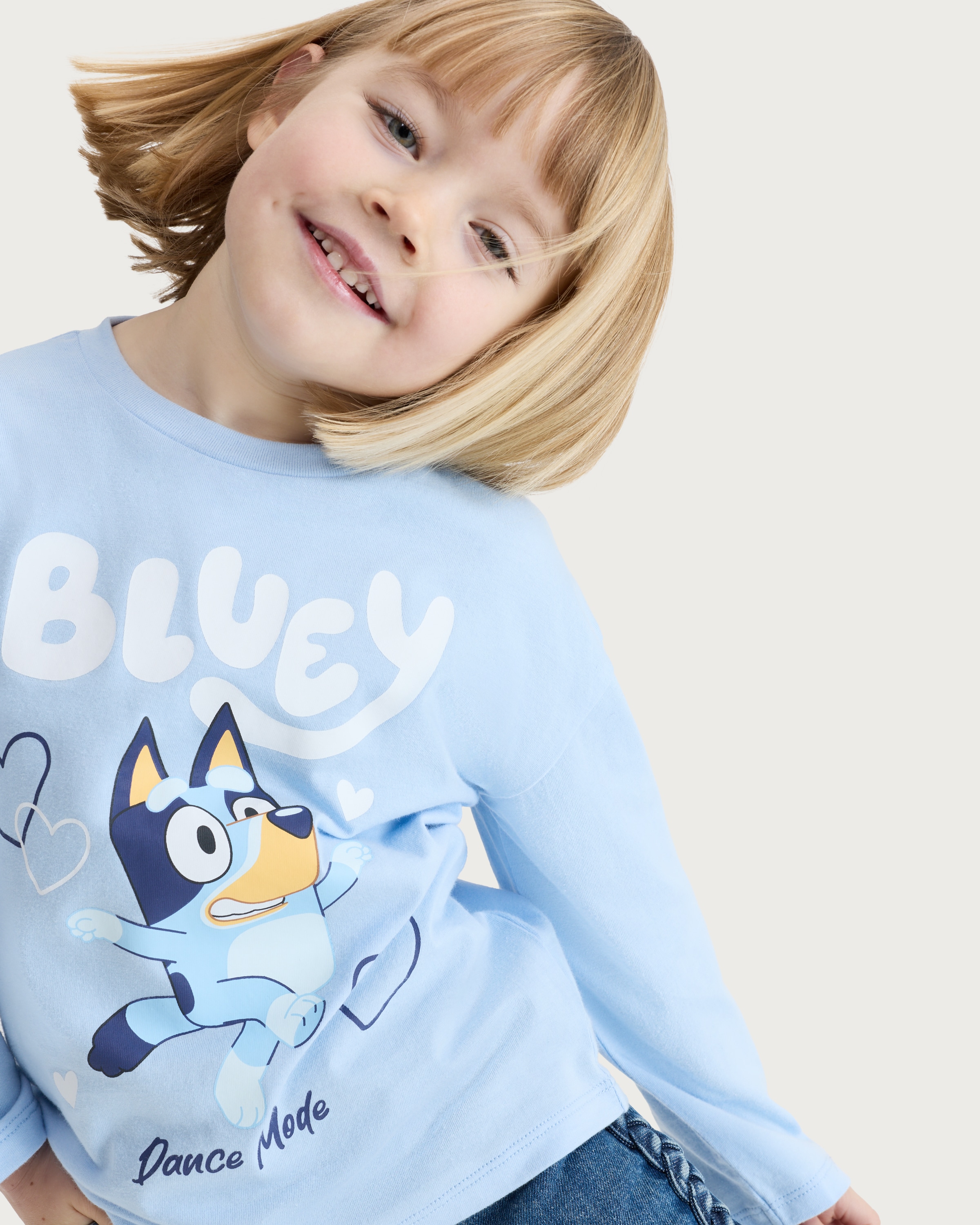 Bluey Pure Cotton Dance Mode Long Sleeved Top in Blue