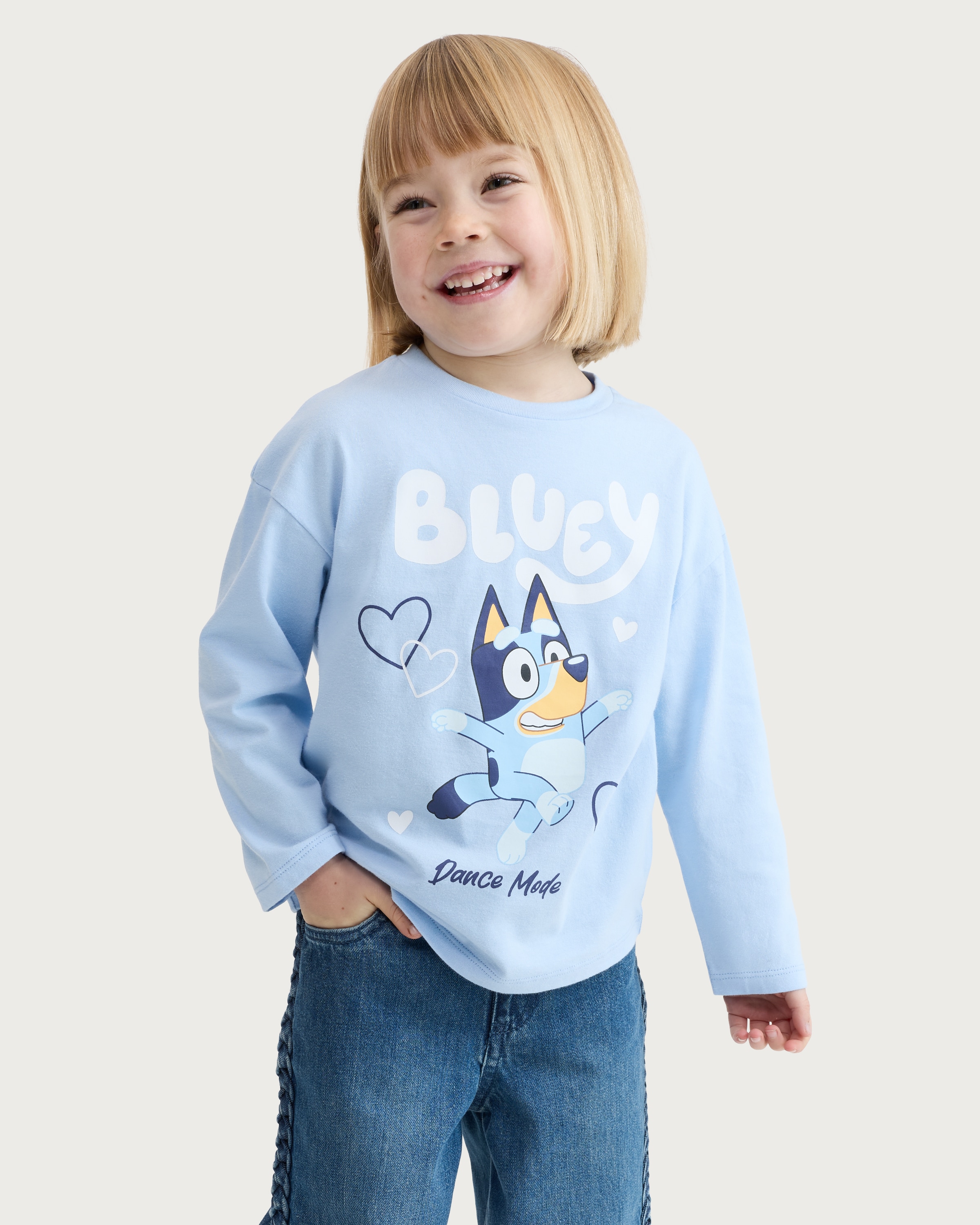 Bluey Pure Cotton Dance Mode Long Sleeved Top in Blue thumbnail 2