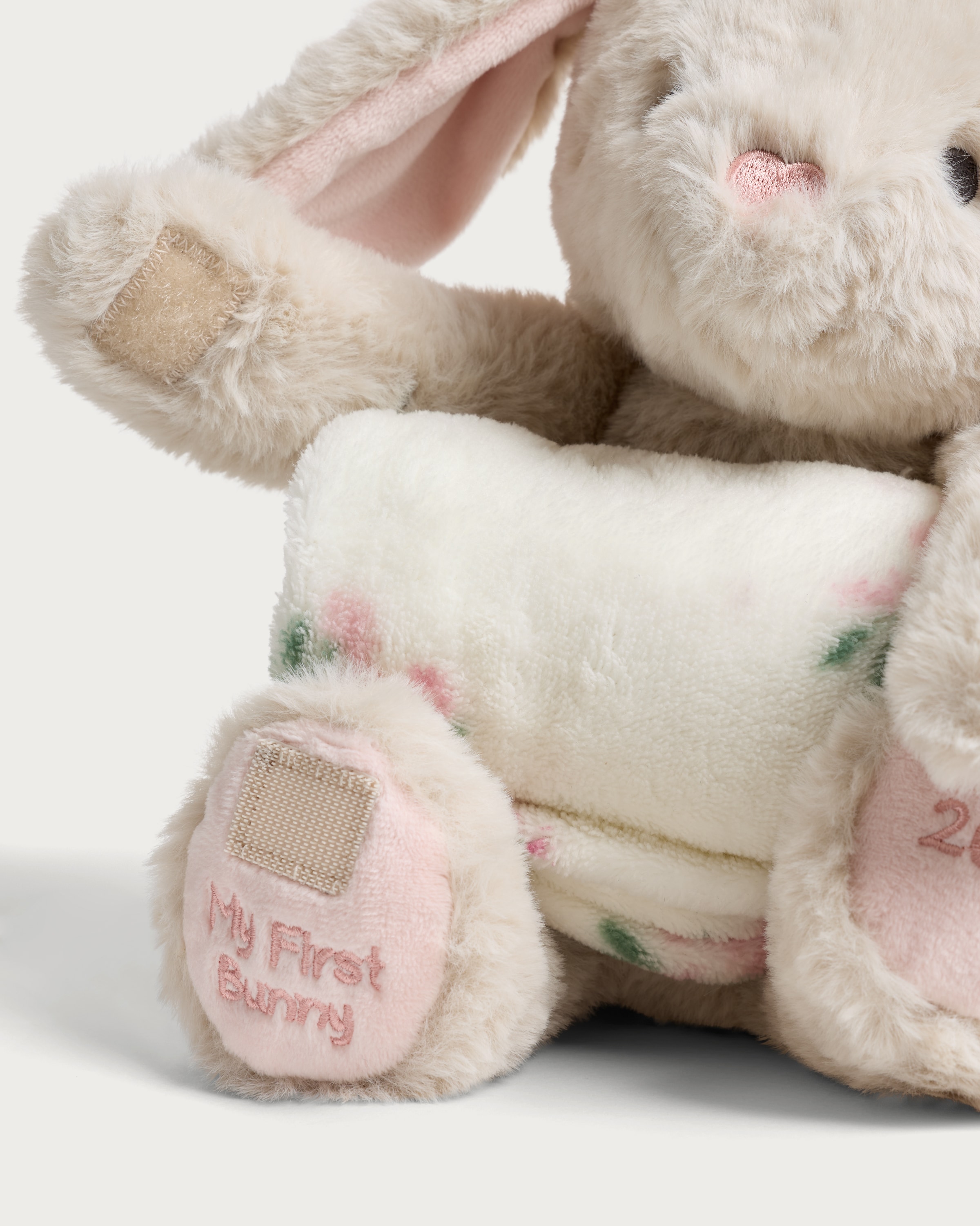 F&F My First Bunny Plush Toy with Blanket in Pink thumbnail 3