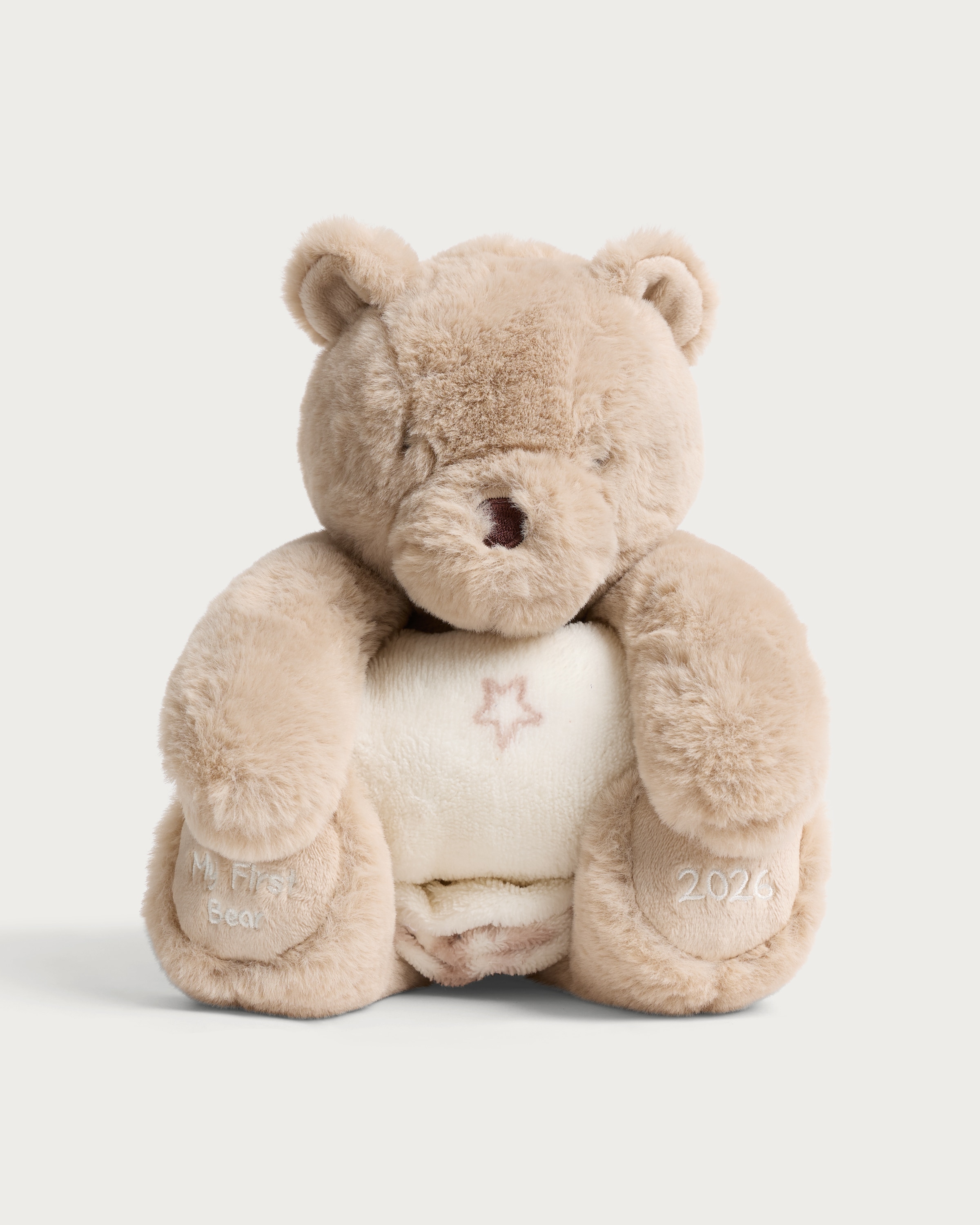 F&F My First Bear Plush Toy with Blanket in Neutral