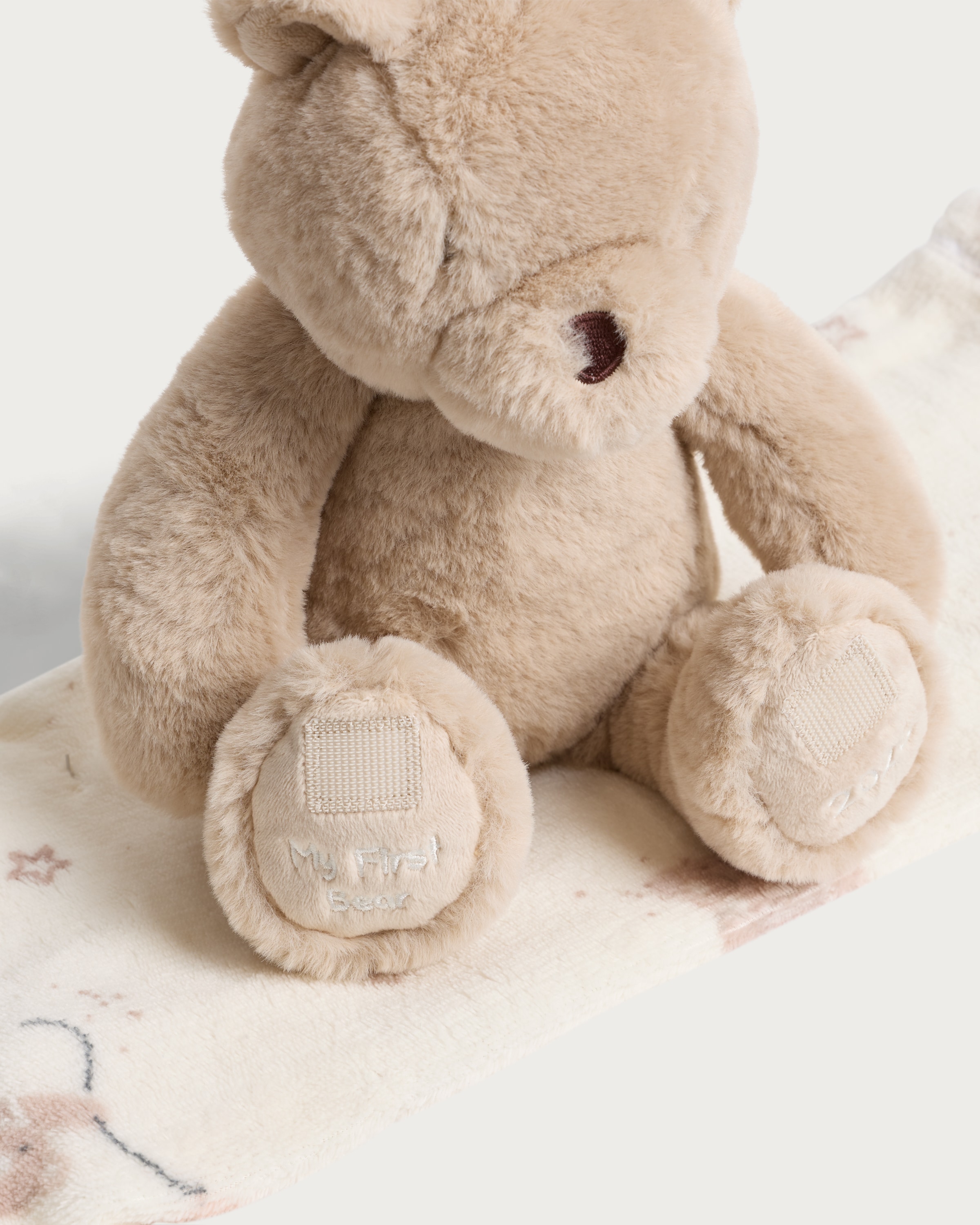 F&F My First Bear Plush Toy with Blanket in Neutral thumbnail 2