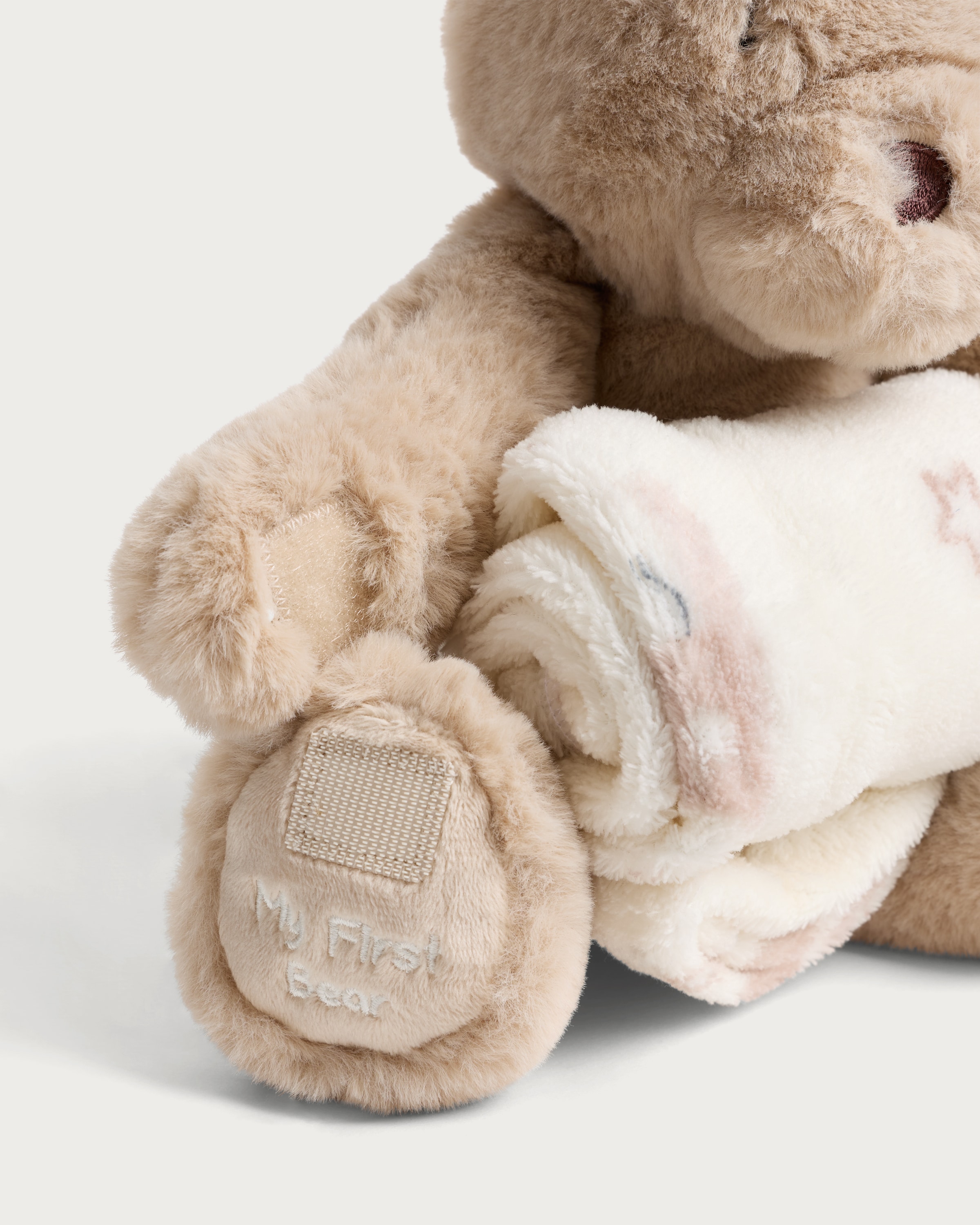 F&F My First Bear Plush Toy with Blanket in Neutral thumbnail 3