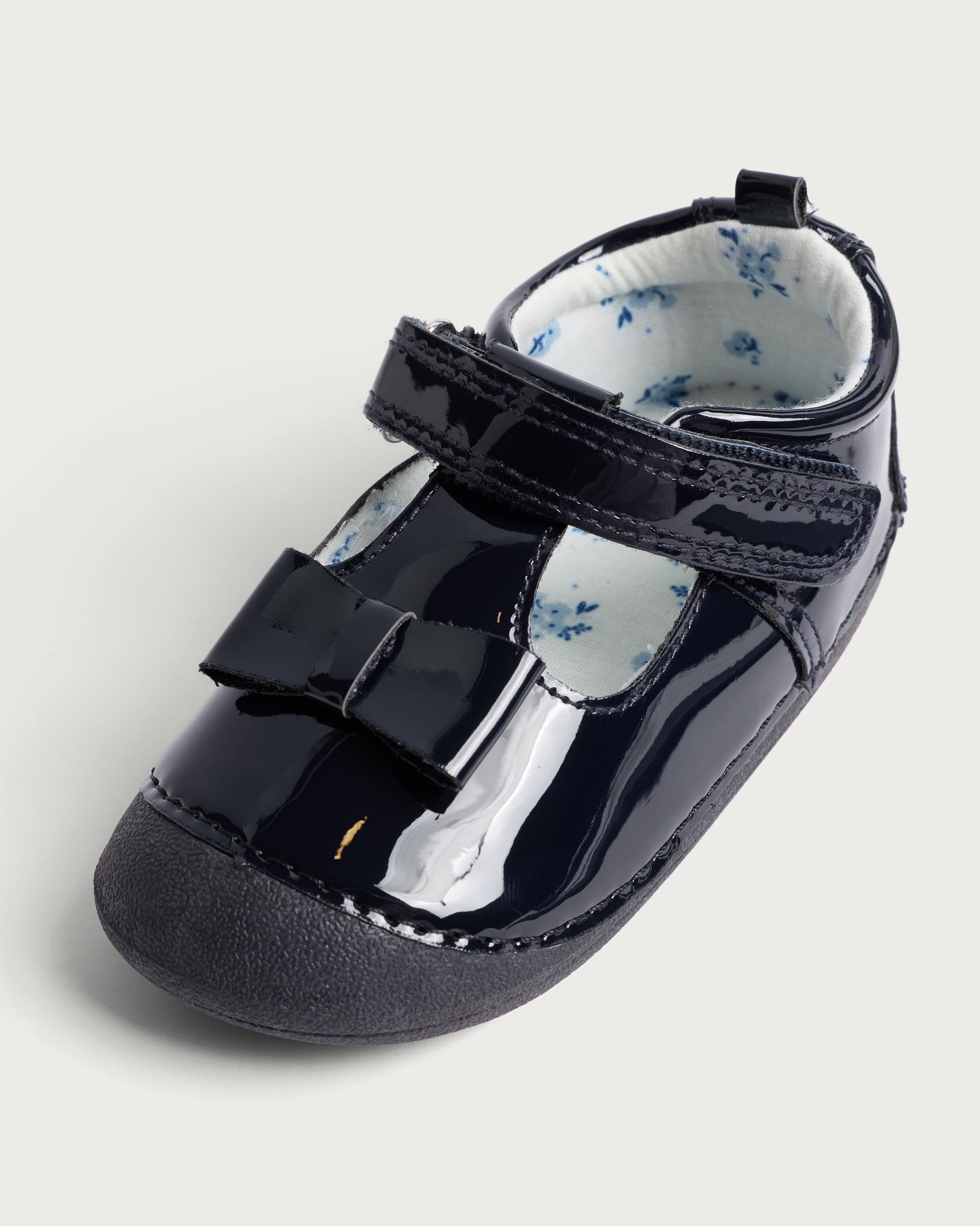 F&F Baby Patent T-Bar Pram Shoes in Black thumbnail 3