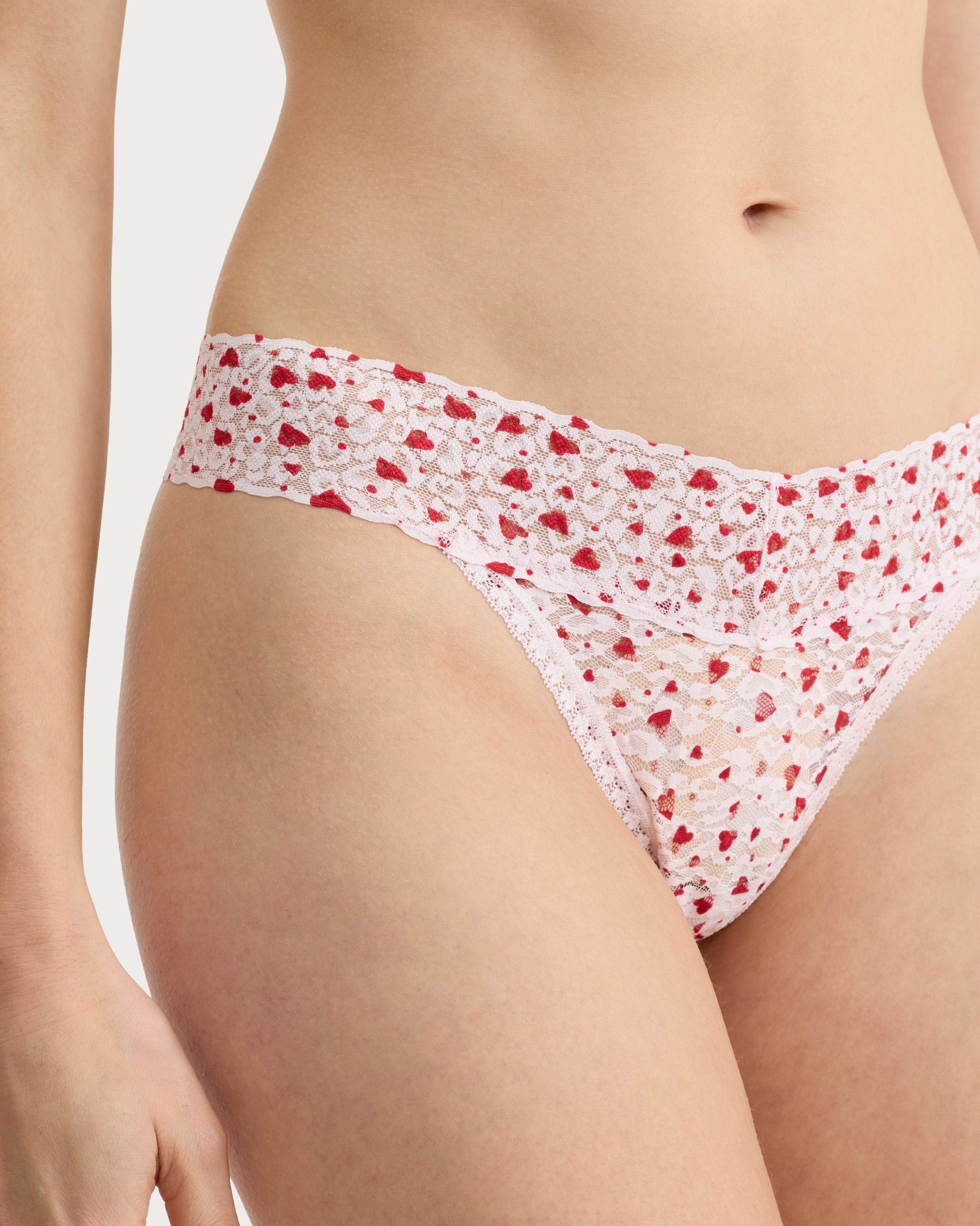 F&F 3-Pack Lace Heart Print Thongs in Multi thumbnail 2