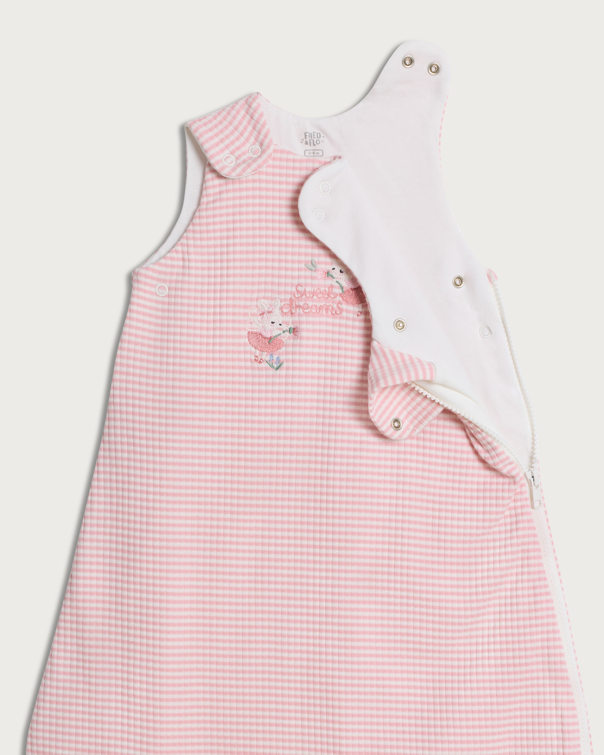 F&F Baby Cotton Rich Sweet Dreams 1.5 Tog Sleeping Bag in Pink thumbnail 3