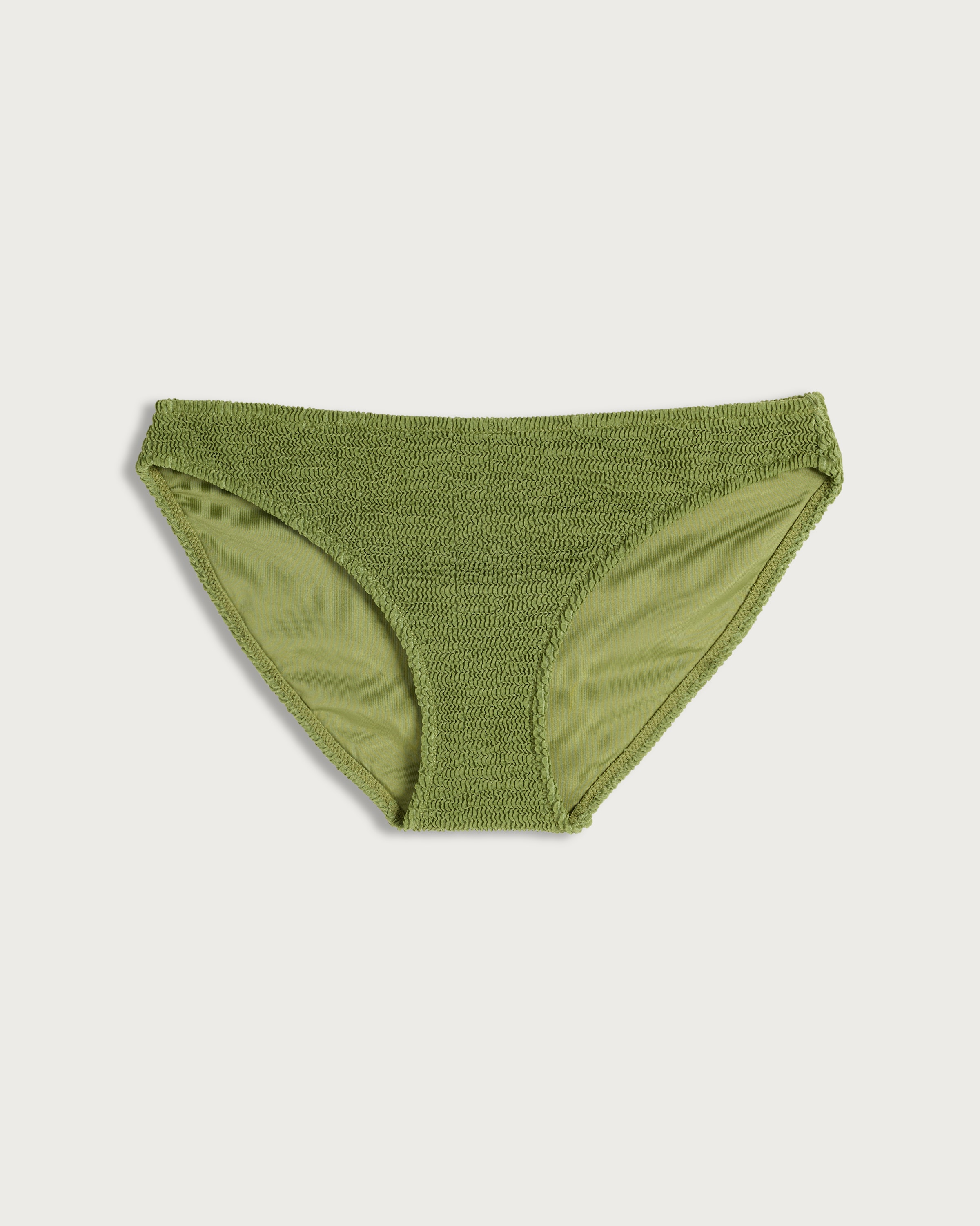 F&F Crinkle Textured Bikini Bottoms in Green thumbnail 4