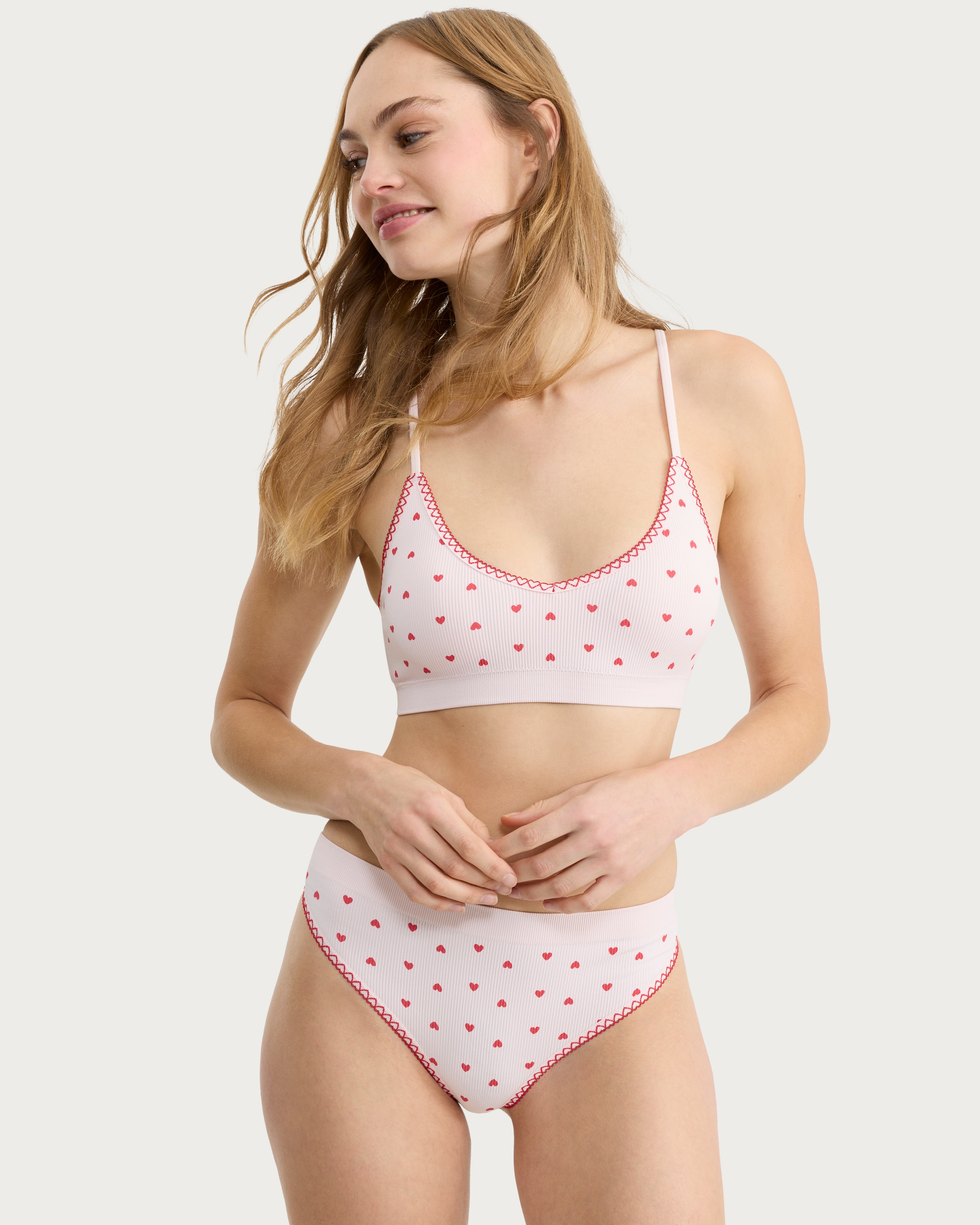 F&F 2-Pack Ribbed Heart Print Thongs in Multi